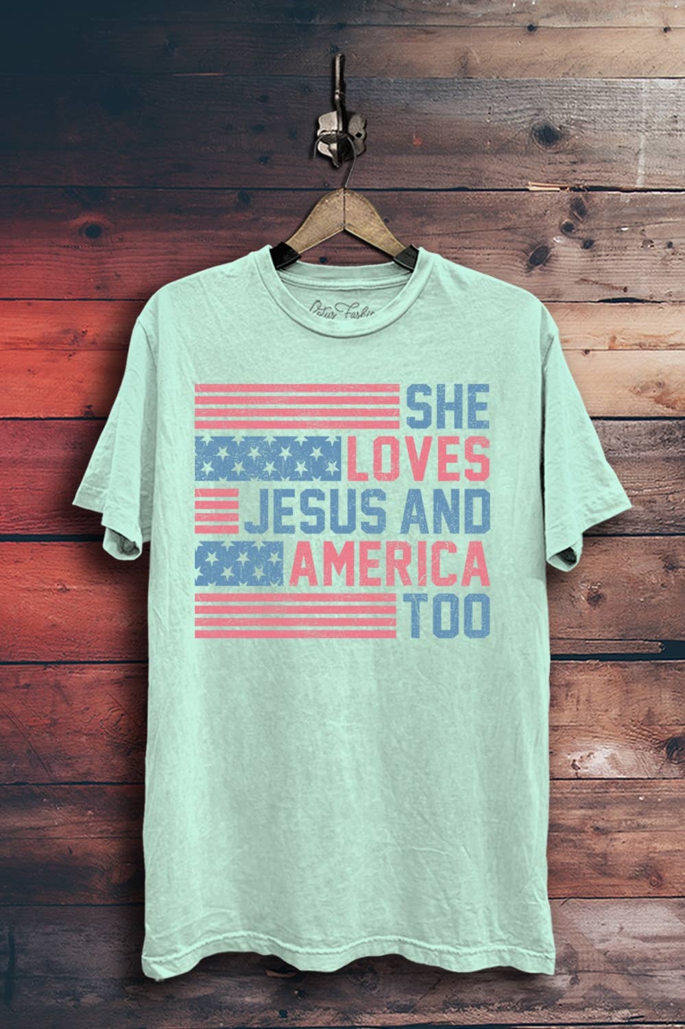 She Loves Jesus and America Too Graphic Top - Adult & Kids T-Shirts, Sweatshirts & Hoodies apparel design preview 1