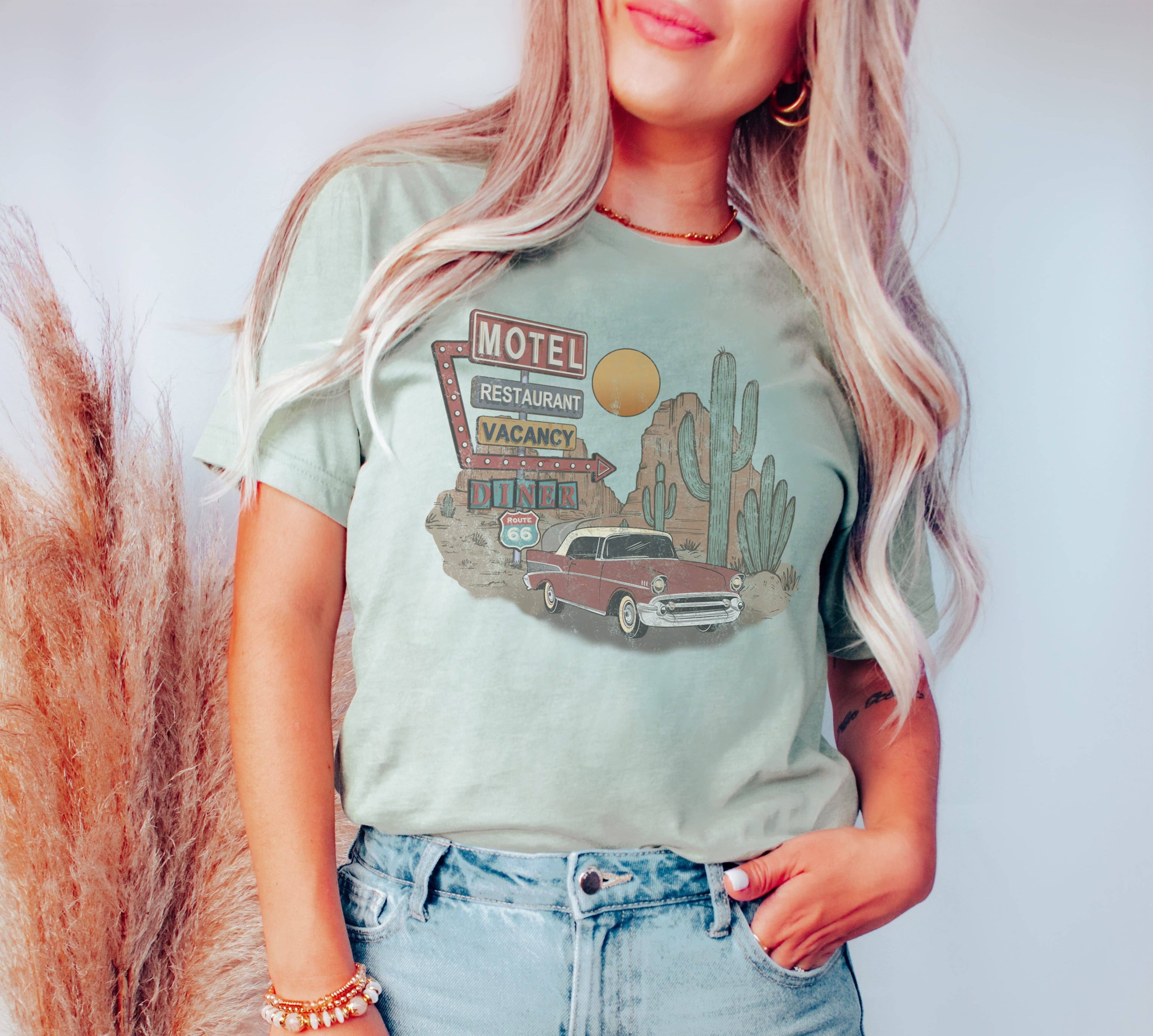 Route 66 Motel Graphic Western - Adult & Kids T-Shirts, Sweatshirts & Hoodies apparel design preview 1