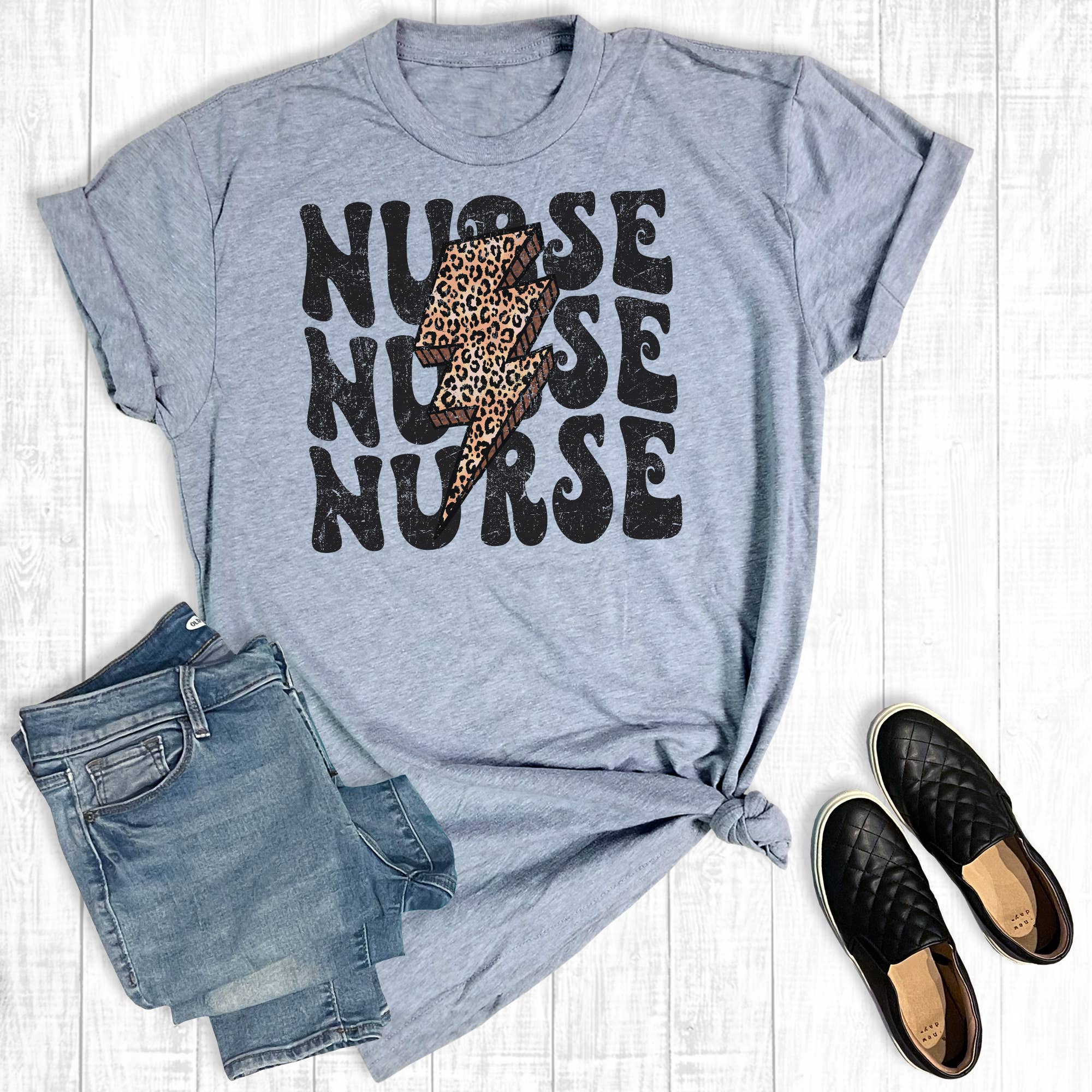 Leopard Bolt Nurse Graphic - Adult & Kids T-Shirts, Sweatshirts & Hoodies apparel design preview 1