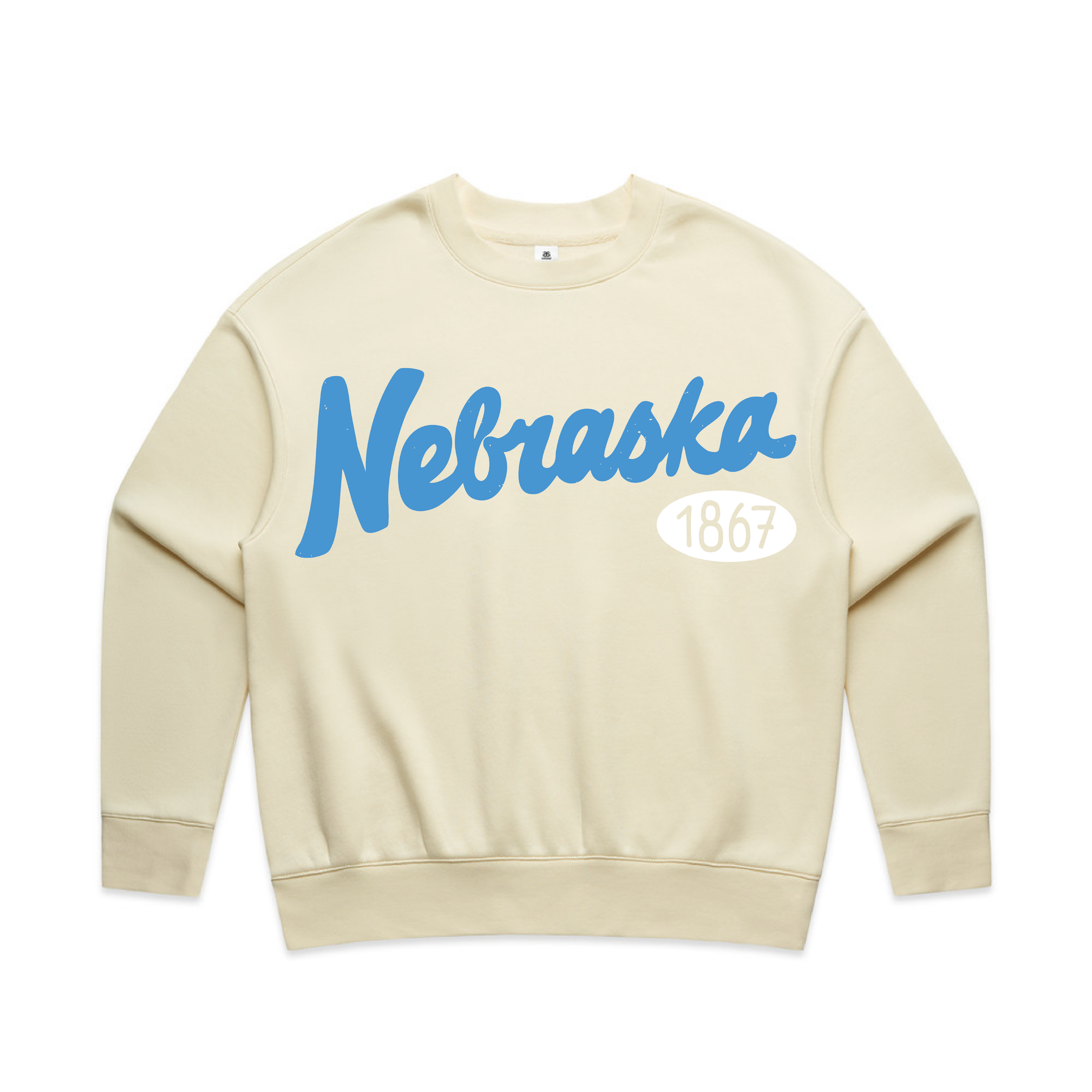 Nebraska 1867 Puff Ink Butter Hi-Dive Oversized Crew - Adult & Kids T-Shirts, Sweatshirts & Hoodies apparel design preview 1