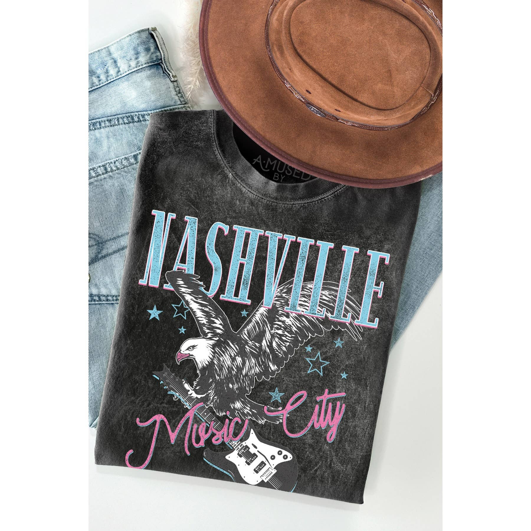 Nashville Music City Mineral Wash - Adult & Kids T-Shirts, Sweatshirts & Hoodies apparel design preview 1
