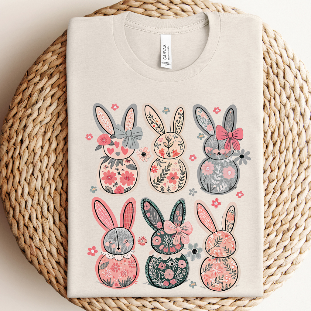Floral Easter Bunny Graphic - Adult & Kids T-Shirts, Sweatshirts & Hoodies apparel design preview 1