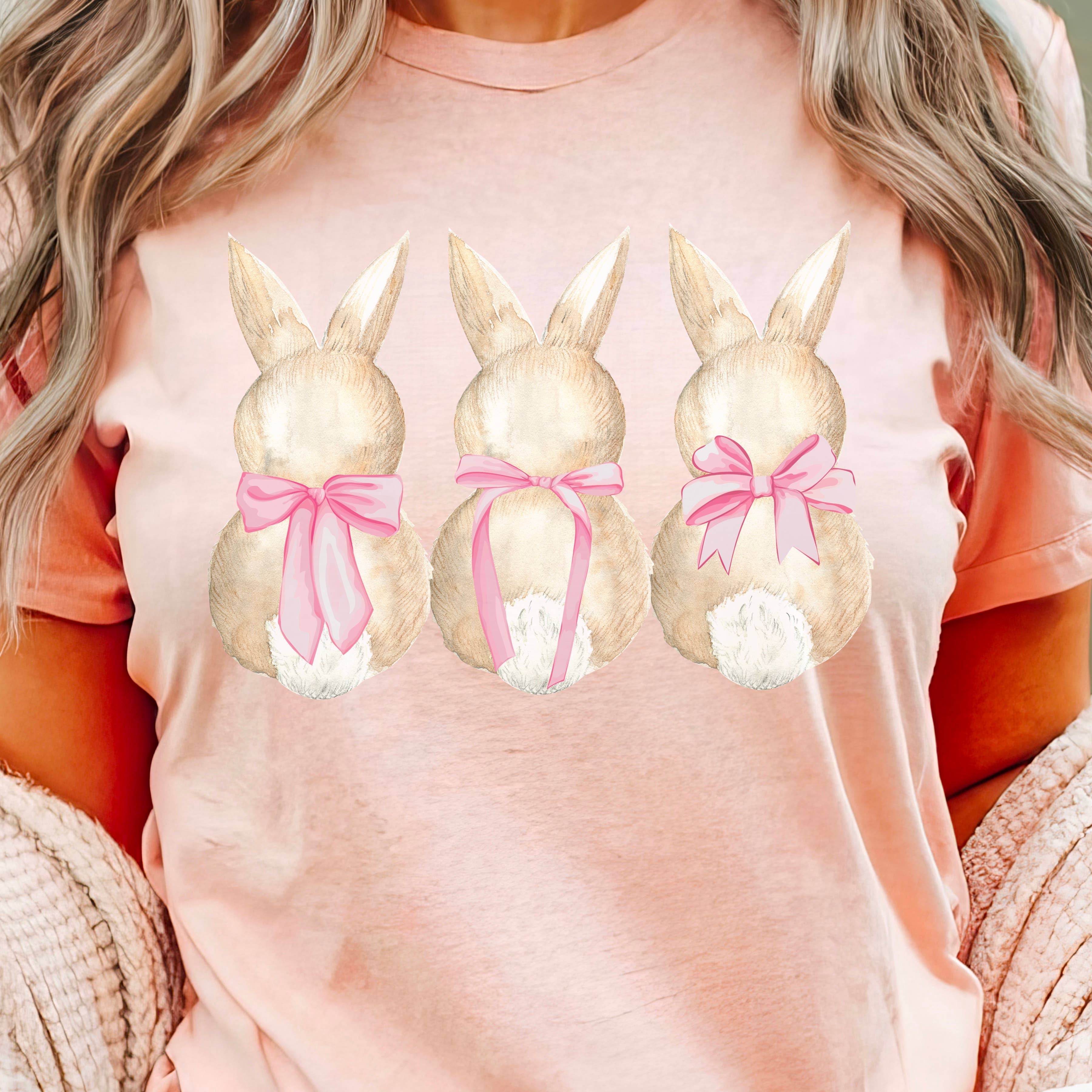 Easter Graphic Coquette Bunny Ears Bella Canvas - Adult & Kids T-Shirts, Sweatshirts & Hoodies apparel design preview 1