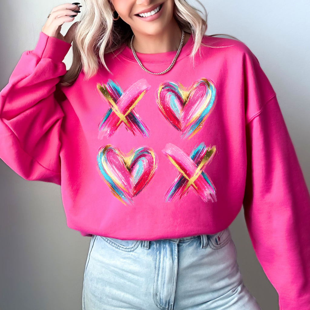 Glittery Xoxo, Colorful Valentine's Day Faux Gold - Adult & Kids T-Shirts, Sweatshirts & Hoodies apparel design preview 1