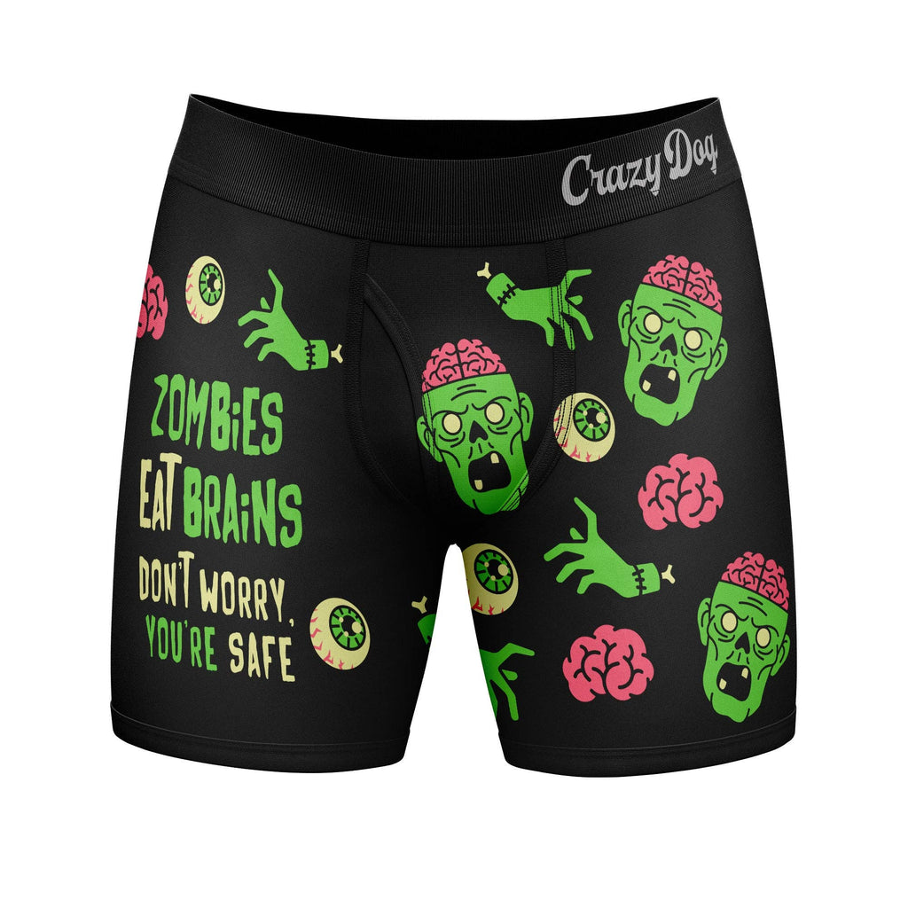 Zombies Eat Brains You're Safe Boxer Briefs - Adult & Kids T-Shirts, Sweatshirts & Hoodies apparel design preview 1