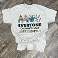 Autism Everyone Communicates Differently (Blocks) Ash - Adult & Kids T-Shirts, Sweatshirts & Hoodies apparel design preview 1
