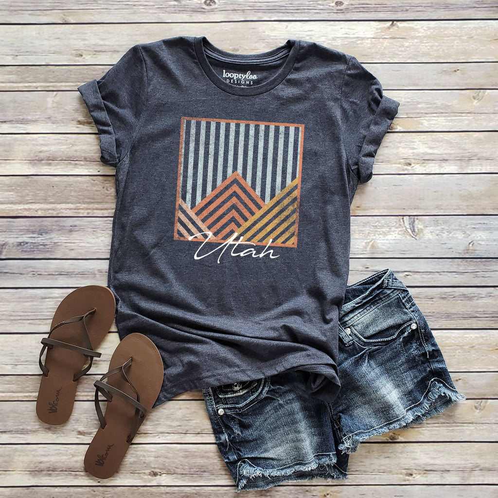 Geometric Mountain Utah Sizes XS-2XL - Adult & Kids T-Shirts, Sweatshirts & Hoodies apparel design preview 1