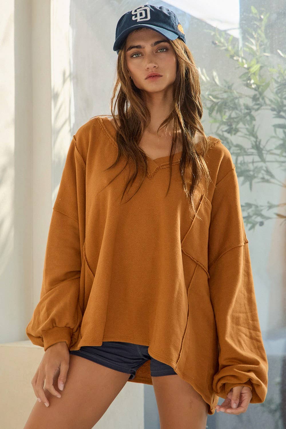 T1306A Oversized V-Neck Solid Terry Tunic Top - Adult & Kids T-Shirts, Sweatshirts & Hoodies apparel design preview 1