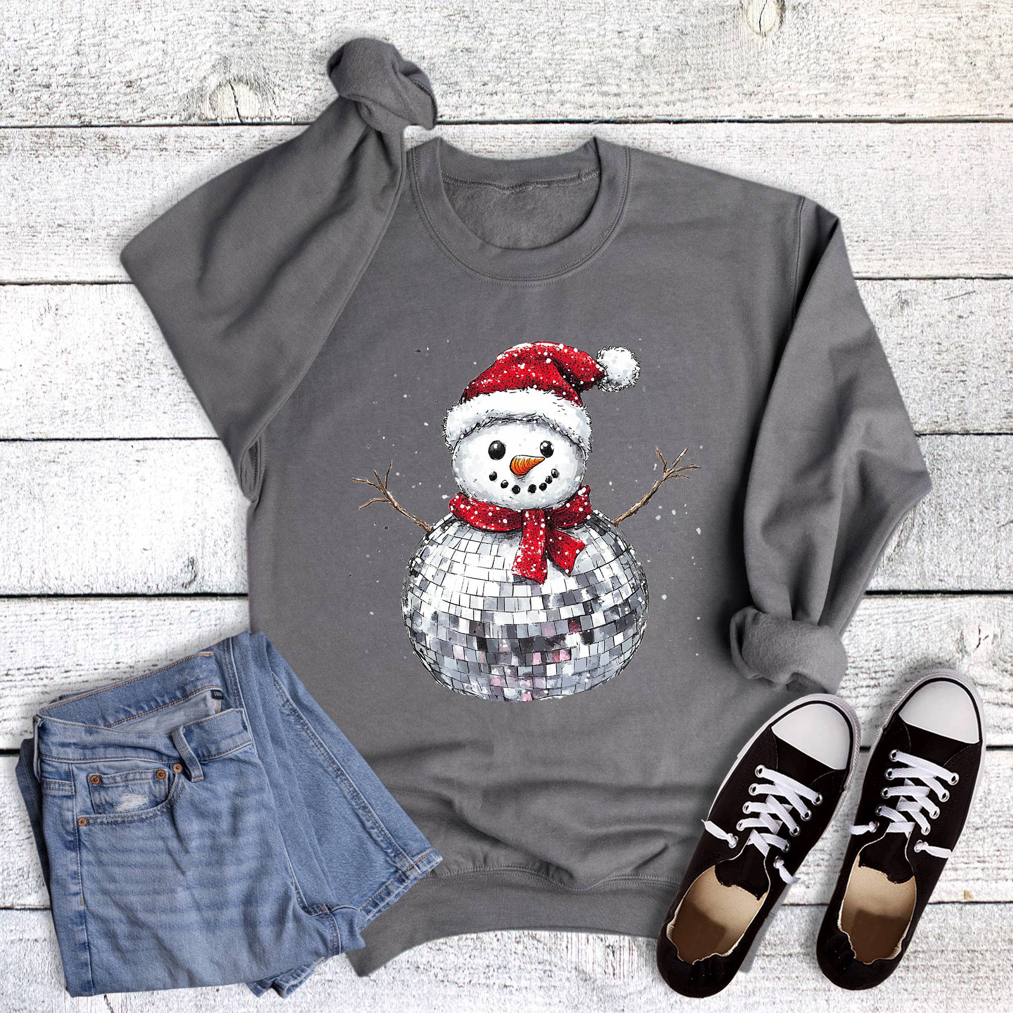 Christmas Disco Snowman - Adult & Kids T-Shirts, Sweatshirts & Hoodies apparel design preview 1