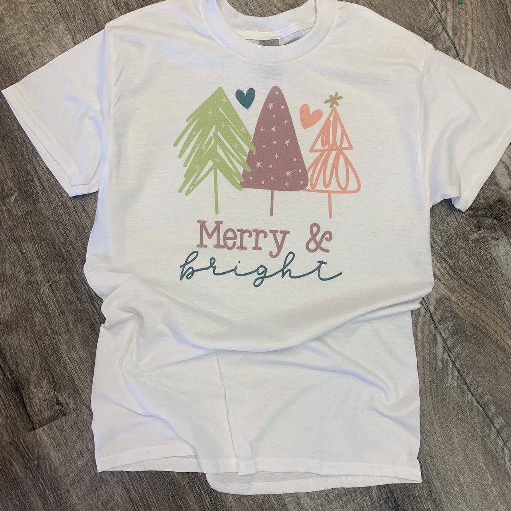 Merry Bright Pastel Trees On White - Adult & Kids T-Shirts, Sweatshirts & Hoodies apparel design preview 1