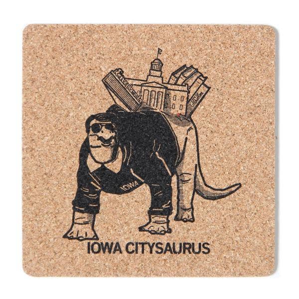 Iowa Citysaurus Cork Coaster - Adult & Kids T-Shirts, Sweatshirts & Hoodies apparel design preview 1