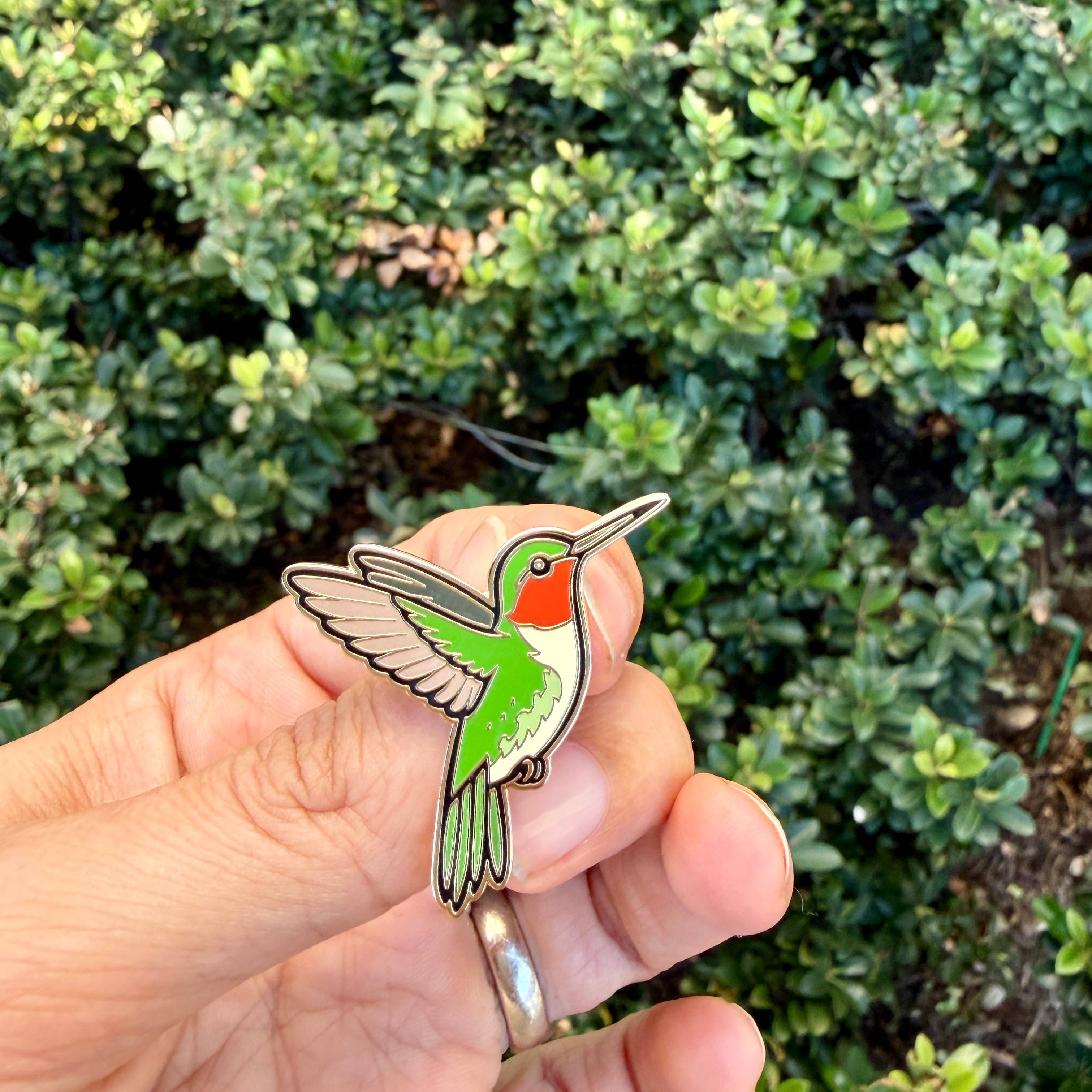 Hummingbird Enamel Pin Ruby-Throated - Adult & Kids T-Shirts, Sweatshirts & Hoodies apparel design preview 1