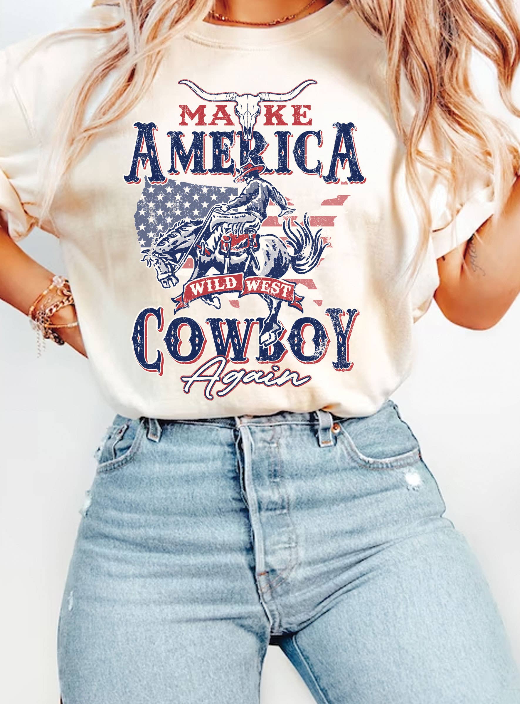 Make America Cowboy Again Graphic - Adult & Kids T-Shirts, Sweatshirts & Hoodies apparel design preview 1