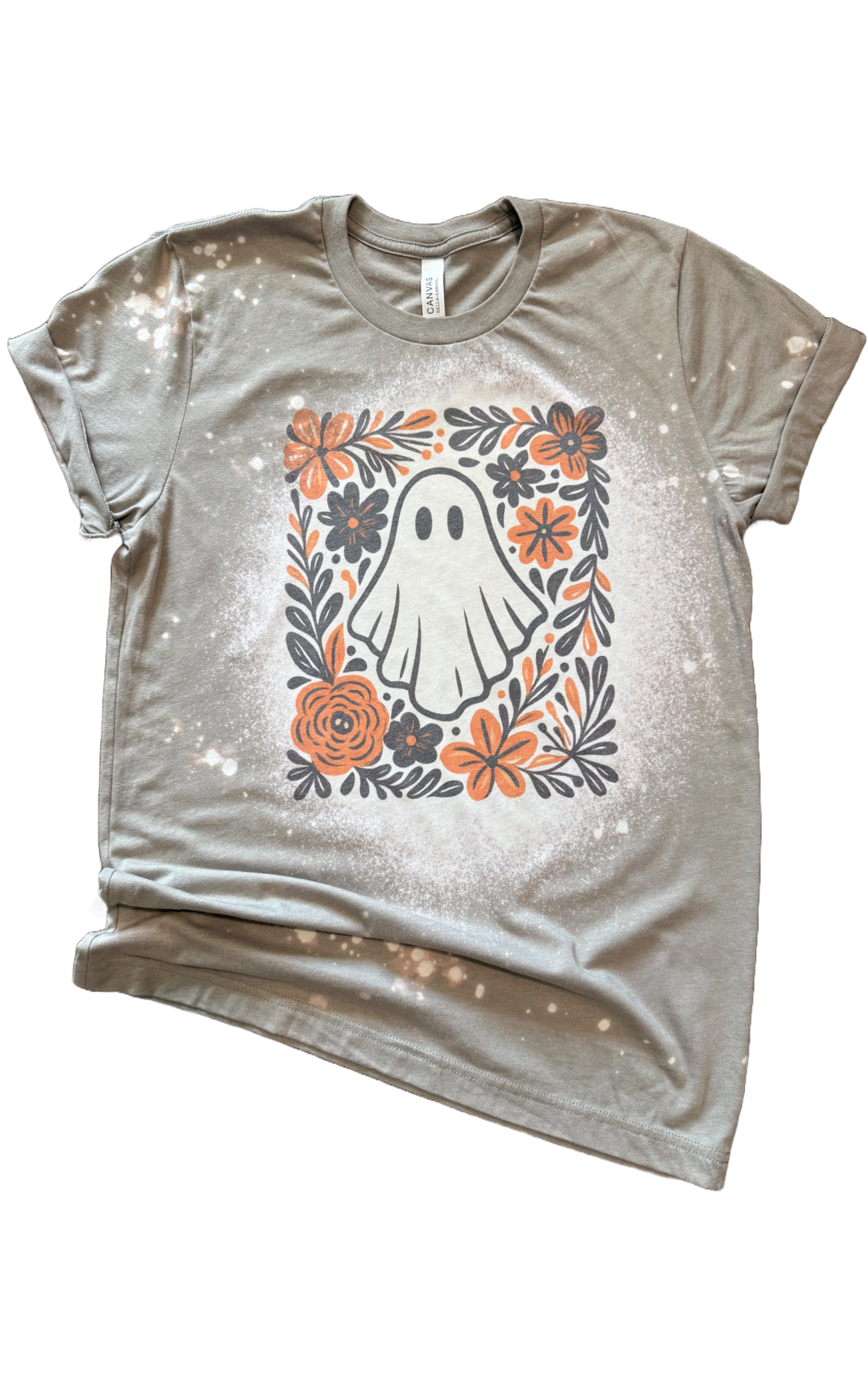 Boo-Tiful Blooms Bleached Ghost Floral Halloween - Adult & Kids T-Shirts, Sweatshirts & Hoodies apparel design preview 1