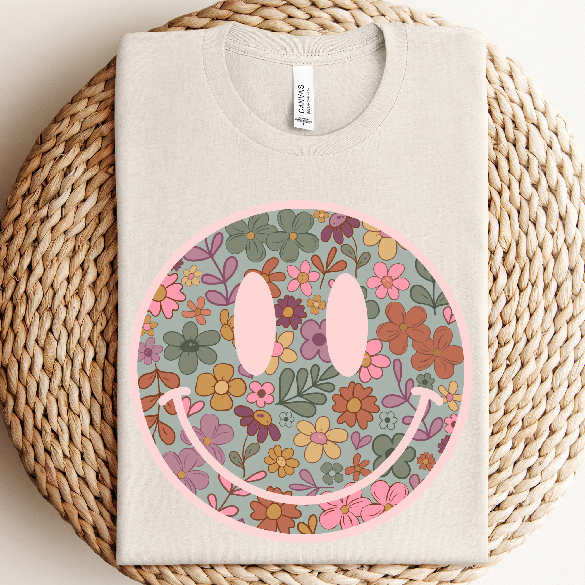 Retro Boho Happy Face Graphic - Adult & Kids T-Shirts, Sweatshirts & Hoodies apparel design preview 1