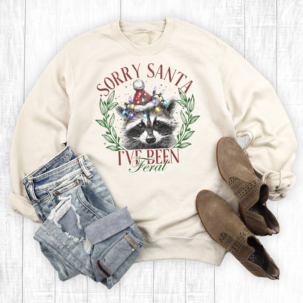 Christmas Sorry Santa I've Been Feral - Adult & Kids T-Shirts, Sweatshirts & Hoodies apparel design preview 1
