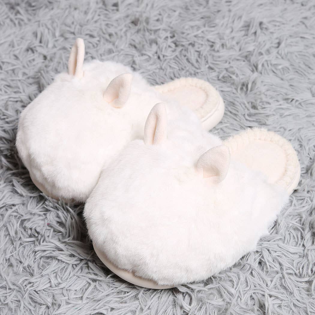 Oversized Ivory Faux Fur Bunny Ears Home Slippers - Adult & Kids T-Shirts, Sweatshirts & Hoodies apparel design preview 1