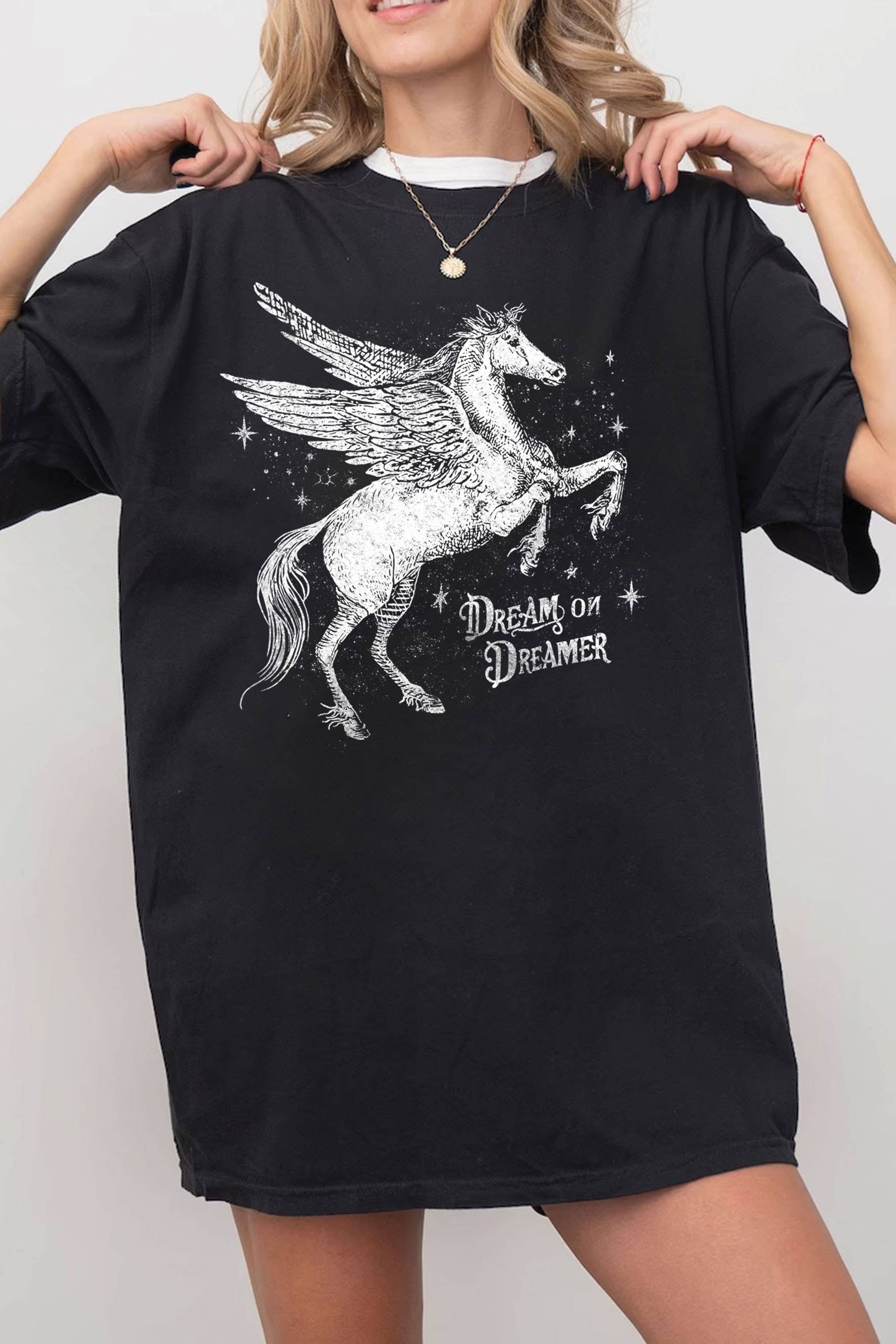 Pegasus Dream On Dreamer Oversize Graphic - Adult & Kids T-Shirts, Sweatshirts & Hoodies apparel design preview 1