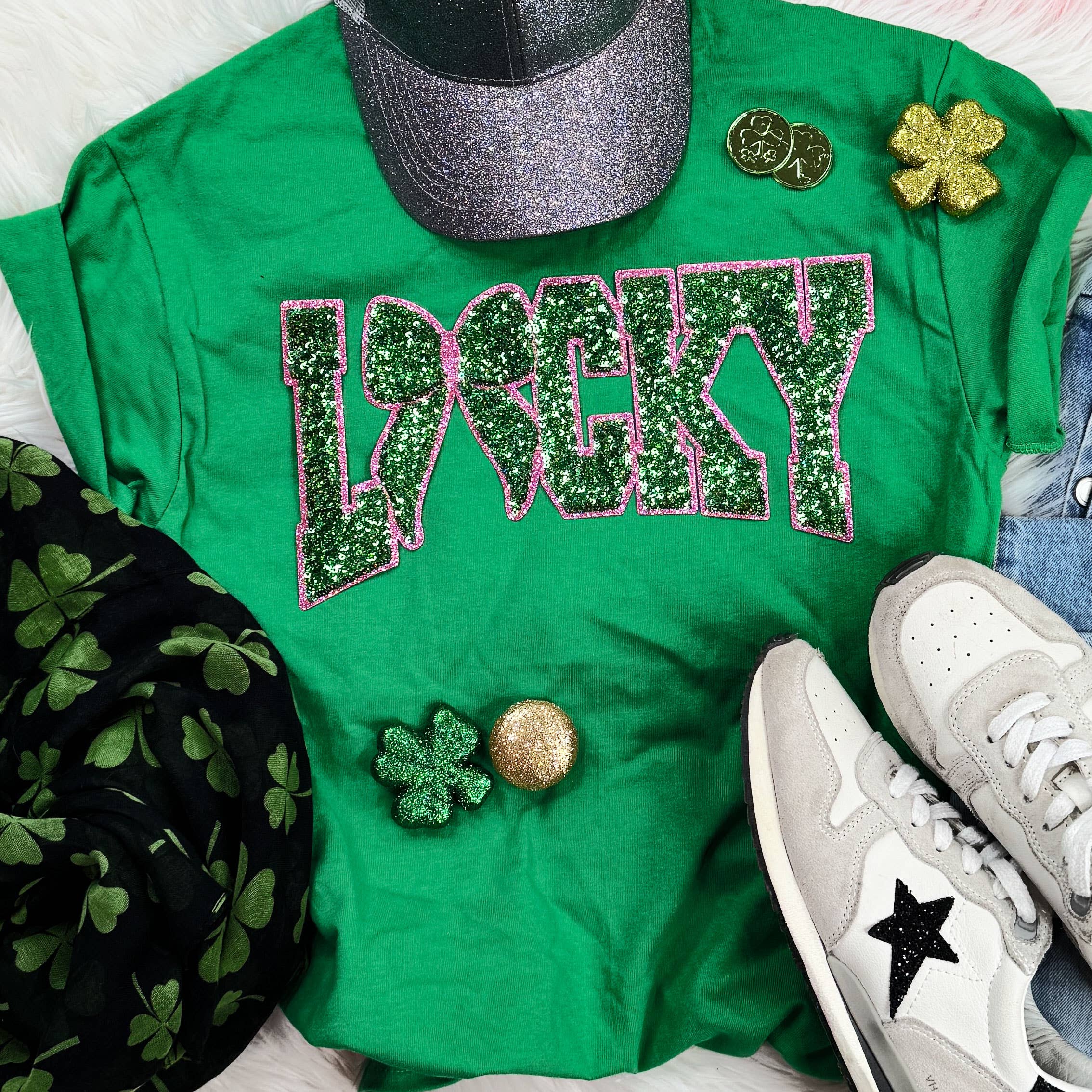 Lucky Sequin Patch - Adult & Kids T-Shirts, Sweatshirts & Hoodies apparel design preview 1