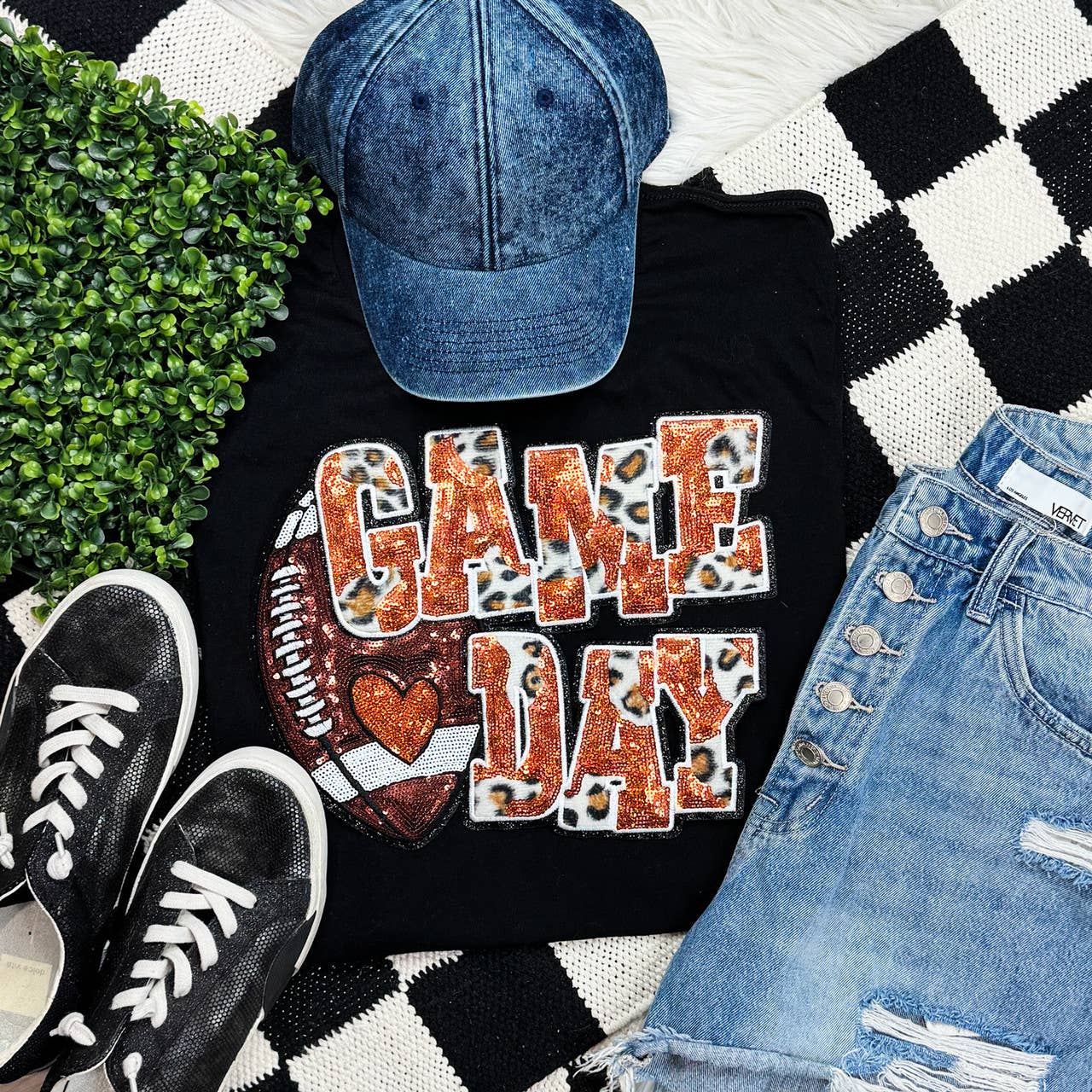 Orange Football Leopard Sequin - Adult & Kids T-Shirts, Sweatshirts & Hoodies apparel design preview 1