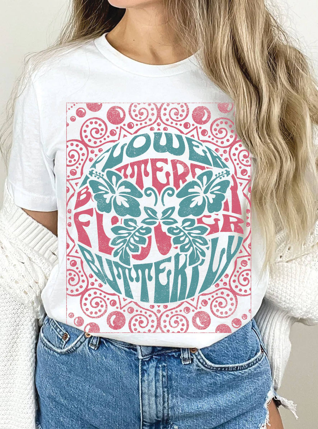 Flower Butterfly Graphic - Adult & Kids T-Shirts, Sweatshirts & Hoodies apparel design preview 1