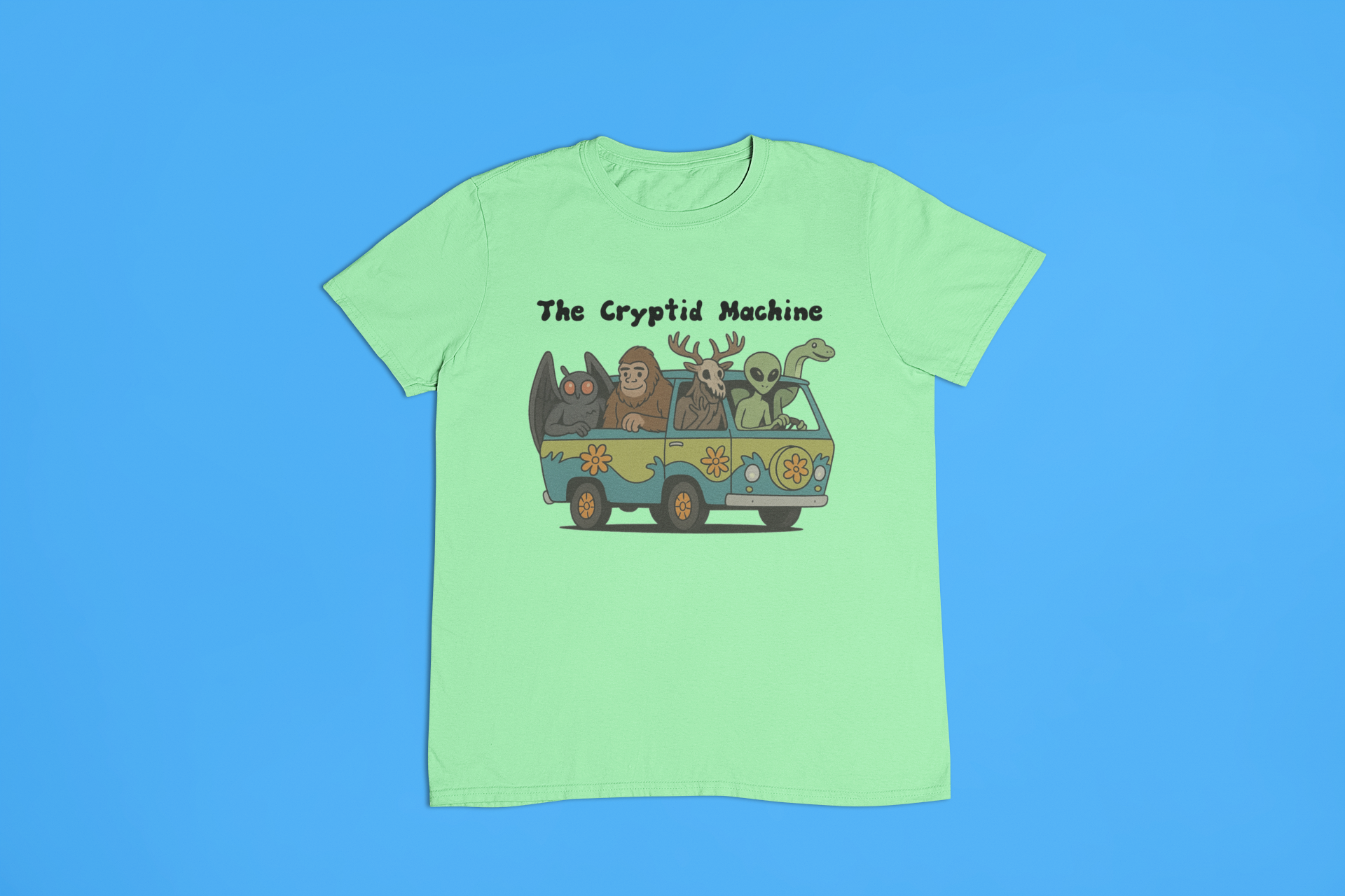 Cryptid Machine Bigfoot Alien Mothman Mint Green - Adult & Kids T-Shirts, Sweatshirts & Hoodies apparel design preview 1