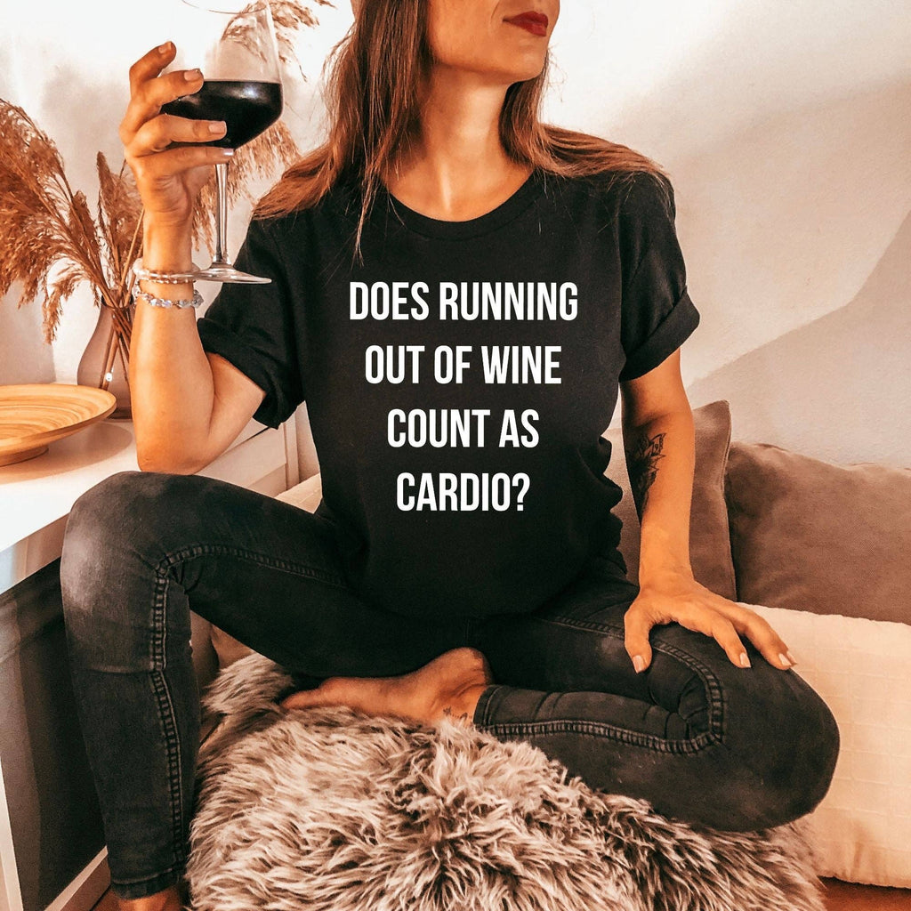 Does Running Out of Wine Count As Cardio Graphic - Adult & Kids T-Shirts, Sweatshirts & Hoodies apparel design preview 1