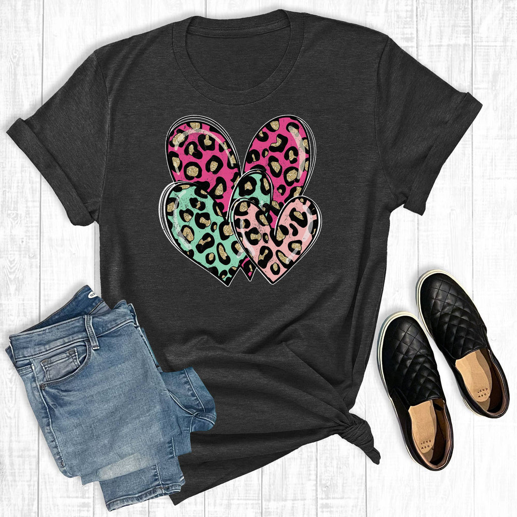 Leopard Heart Trio Charcoal - Adult & Kids T-Shirts, Sweatshirts & Hoodies apparel design preview 1