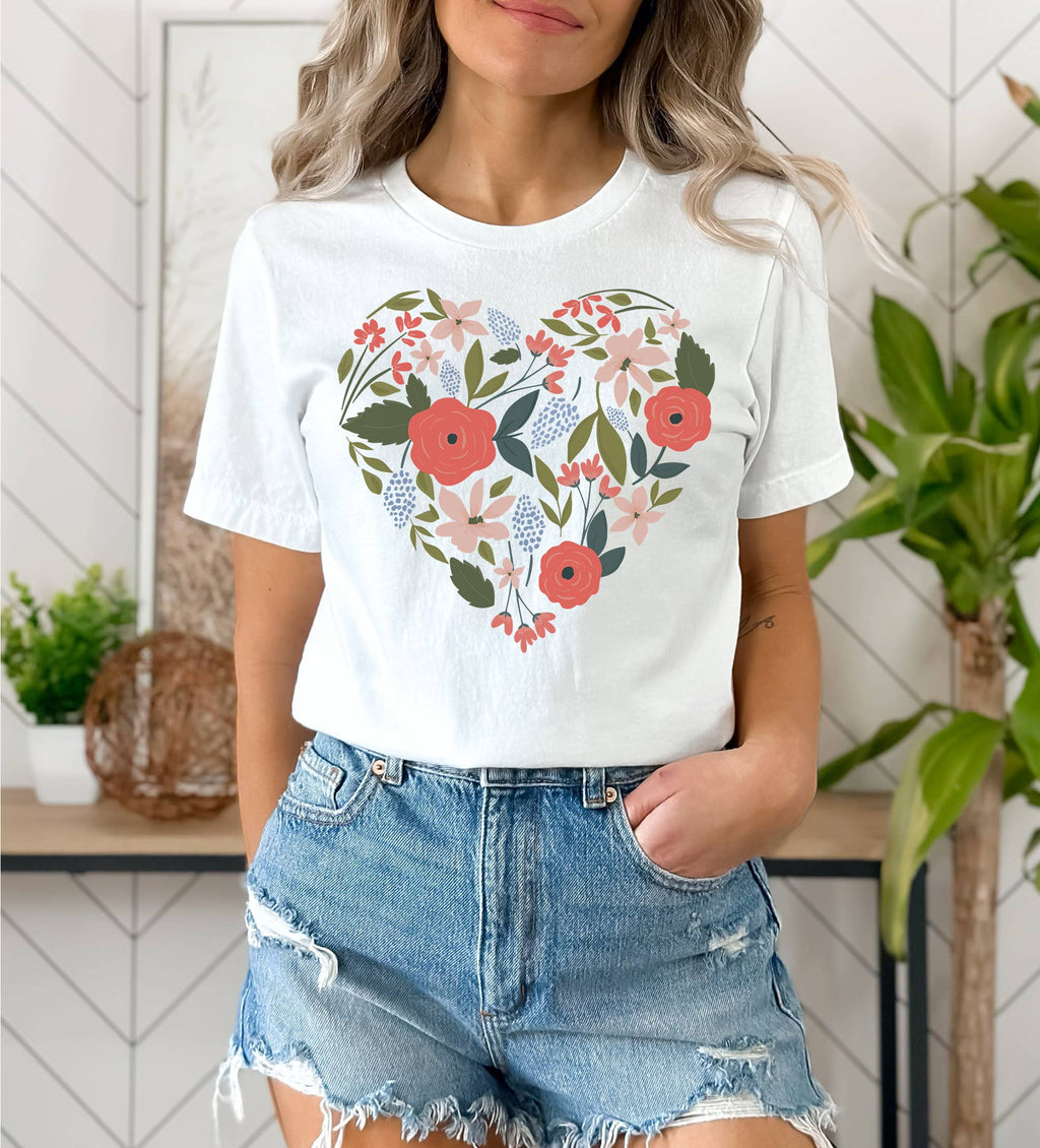 Floral Heart Blooms Sizes XS-2XL - Adult & Kids T-Shirts, Sweatshirts & Hoodies apparel design preview 1