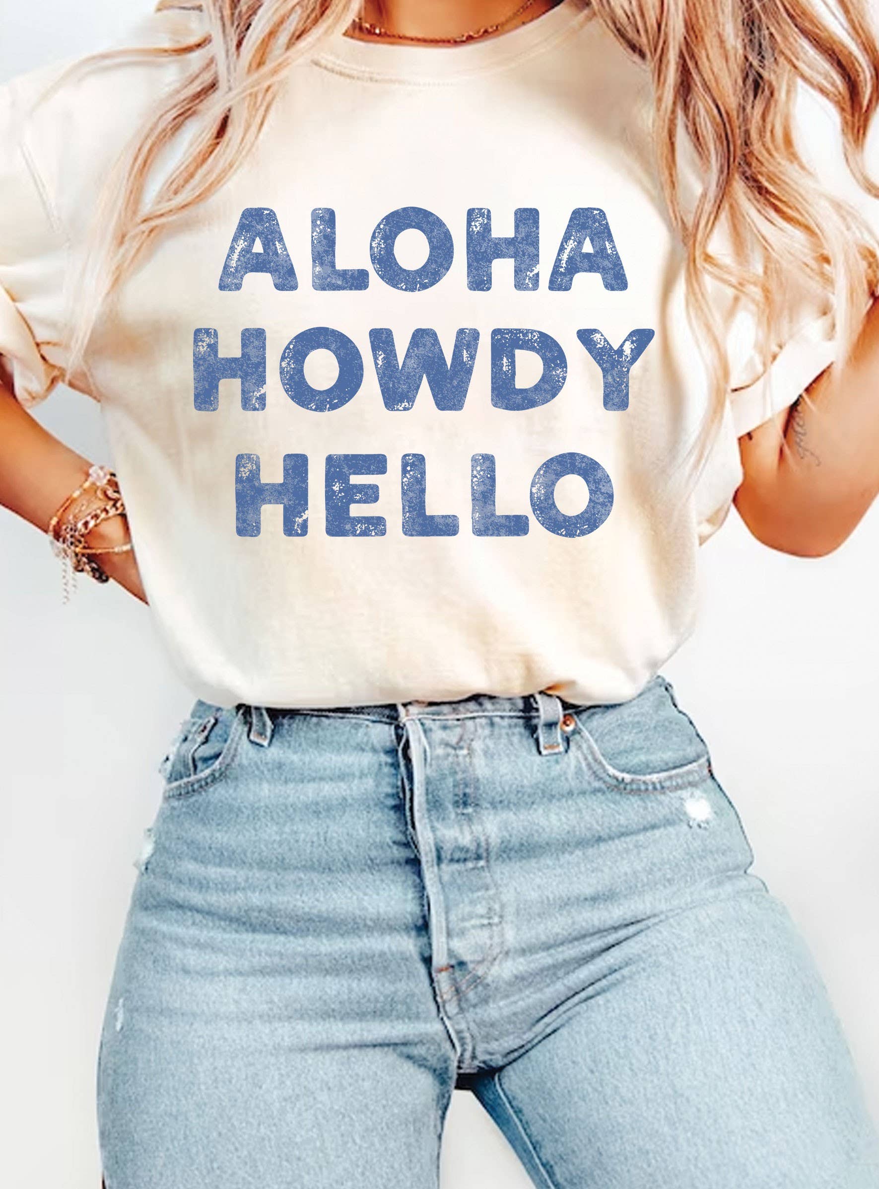 Aloha Howdy Hello Graphic - Adult & Kids T-Shirts, Sweatshirts & Hoodies apparel design preview 1