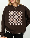 Retro Minimalist Flowers Checkered Floral Daisies - Adult & Kids T-Shirts, Sweatshirts & Hoodies apparel design preview 1