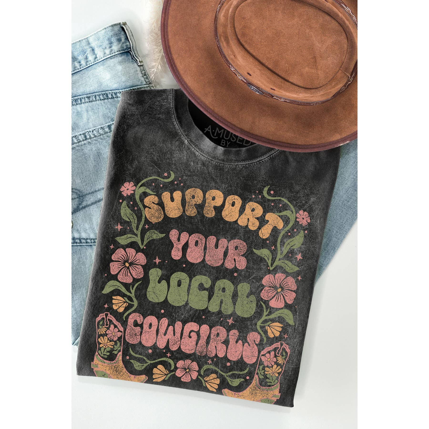 Support Cowgirls Mineral Wash - Adult & Kids T-Shirts, Sweatshirts & Hoodies apparel design preview 1