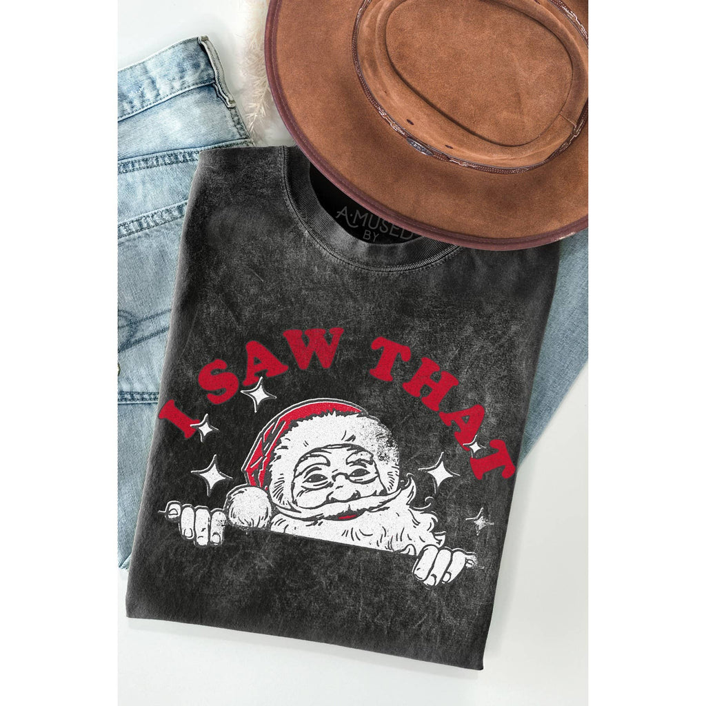 I Saw That Santa Mineral Wash - Adult & Kids T-Shirts, Sweatshirts & Hoodies apparel design preview 1