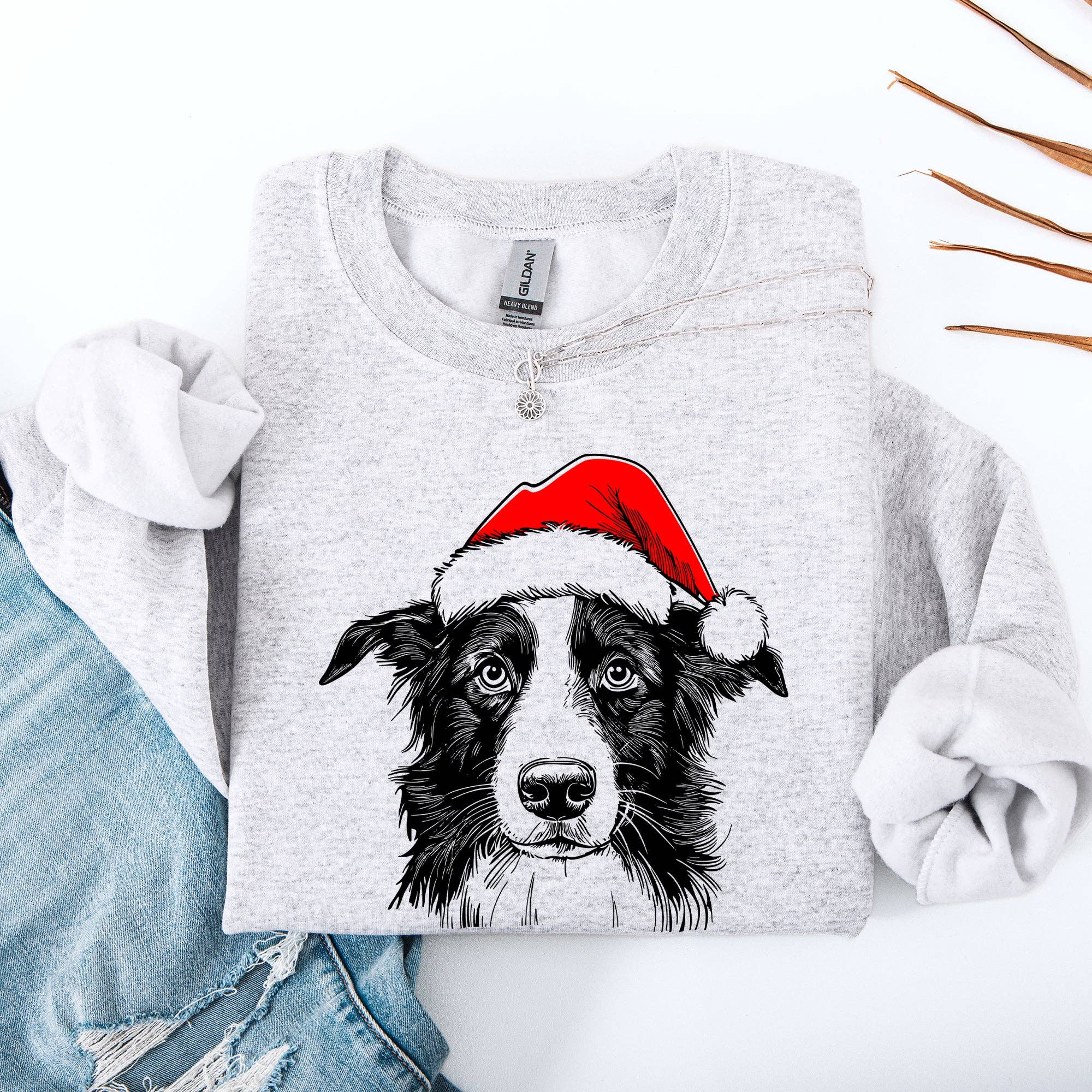 Border Collie, Santa, Christmas, Dog Lover, Pet - Adult & Kids T-Shirts, Sweatshirts & Hoodies apparel design preview 1