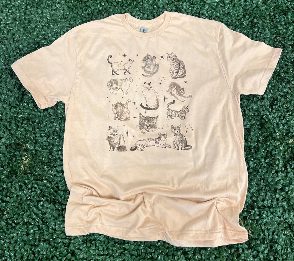 Vintage Cat Collage On Gildan Softstyle Dusty Rose - Adult & Kids T-Shirts, Sweatshirts & Hoodies apparel design preview 1