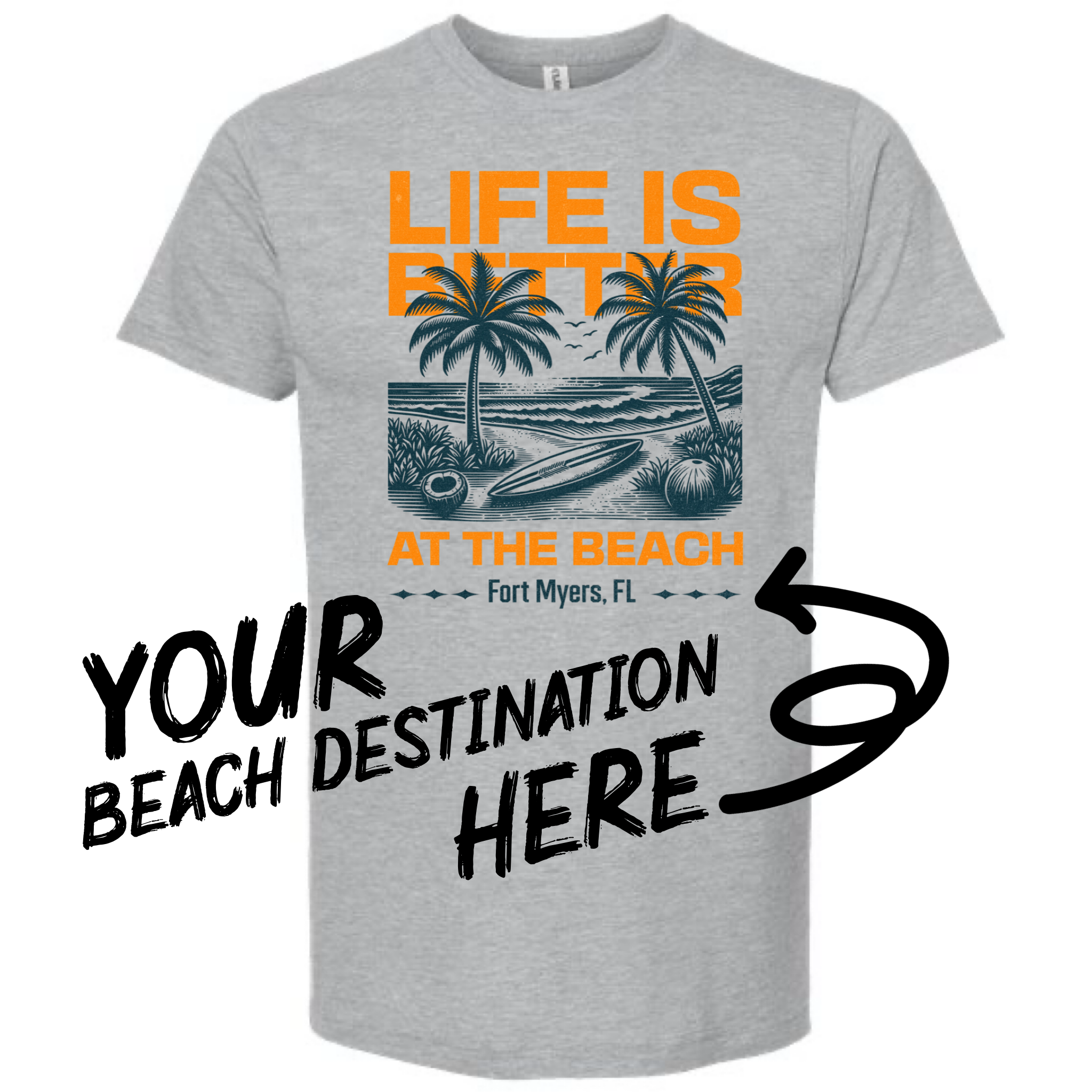 Your Destination Life Is Better At the Beach - Adult & Kids T-Shirts, Sweatshirts & Hoodies apparel design preview 1