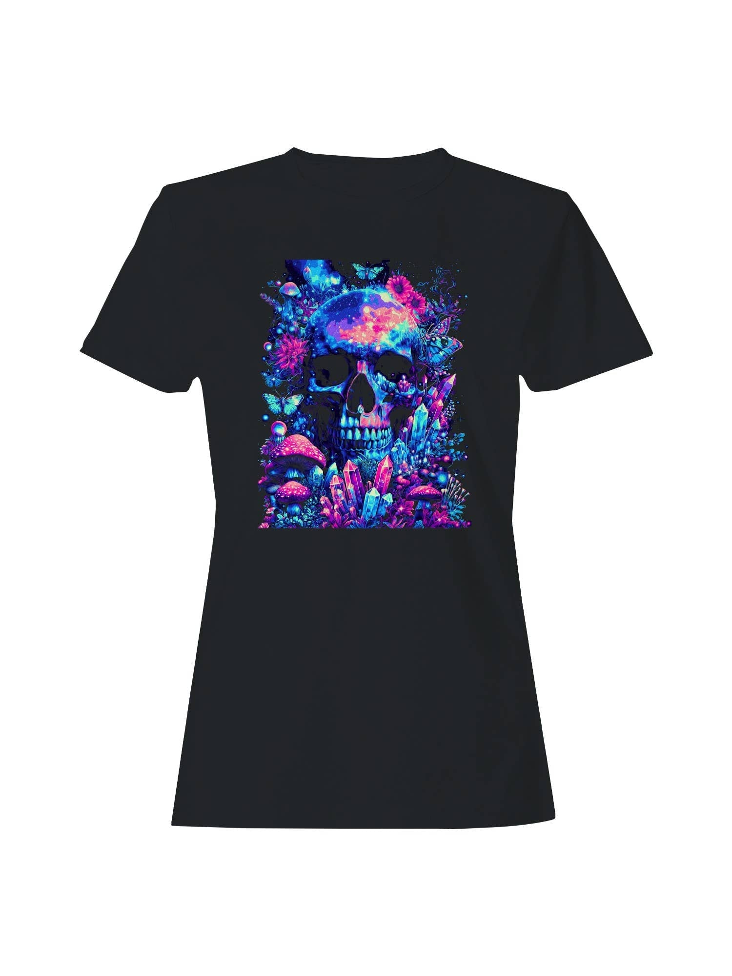 Cosmic Skull and Neon Nature Women's - Adult & Kids T-Shirts, Sweatshirts & Hoodies apparel design preview 1