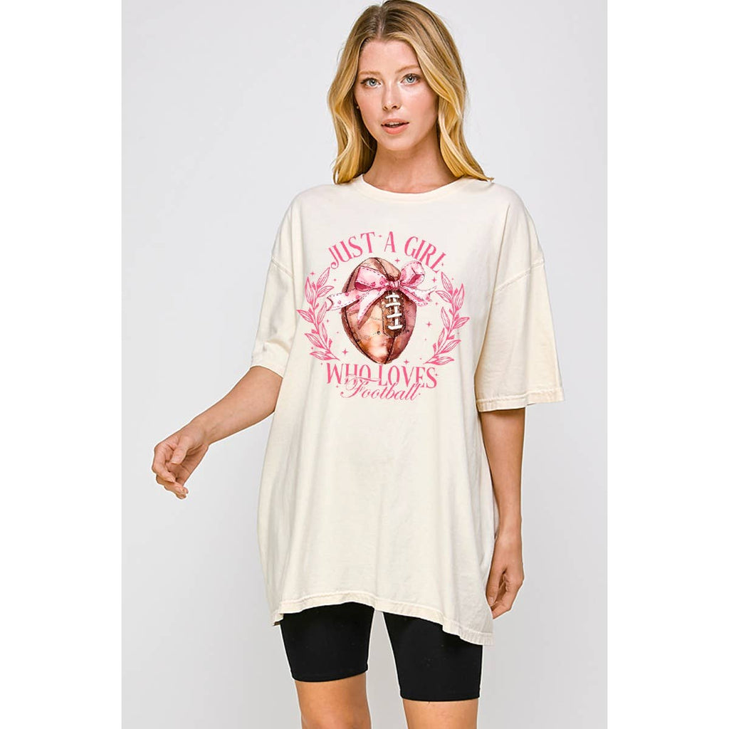Just A Girl Who Loves Fooball Vintage Graphic - Adult & Kids T-Shirts, Sweatshirts & Hoodies apparel design preview 1