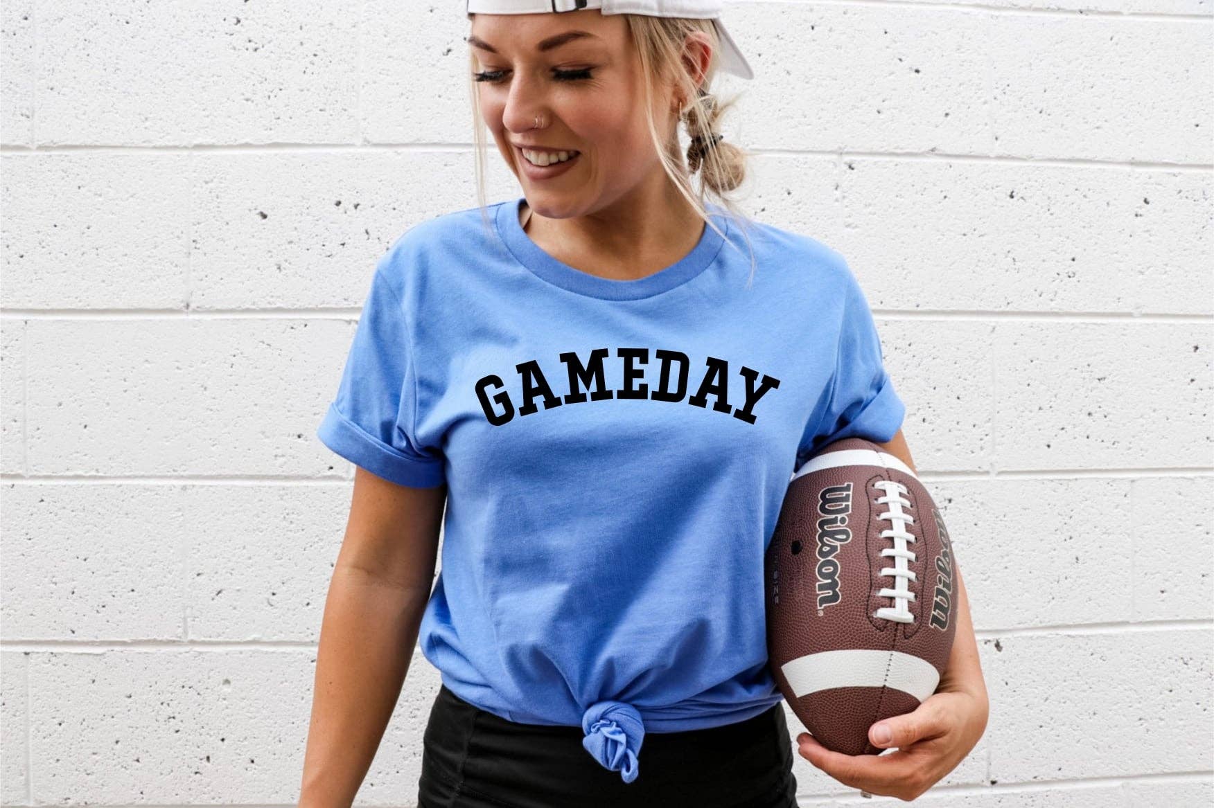 Gameday Varsity Font Blue Football Trendy Graphic - Adult & Kids T-Shirts, Sweatshirts & Hoodies apparel design preview 1