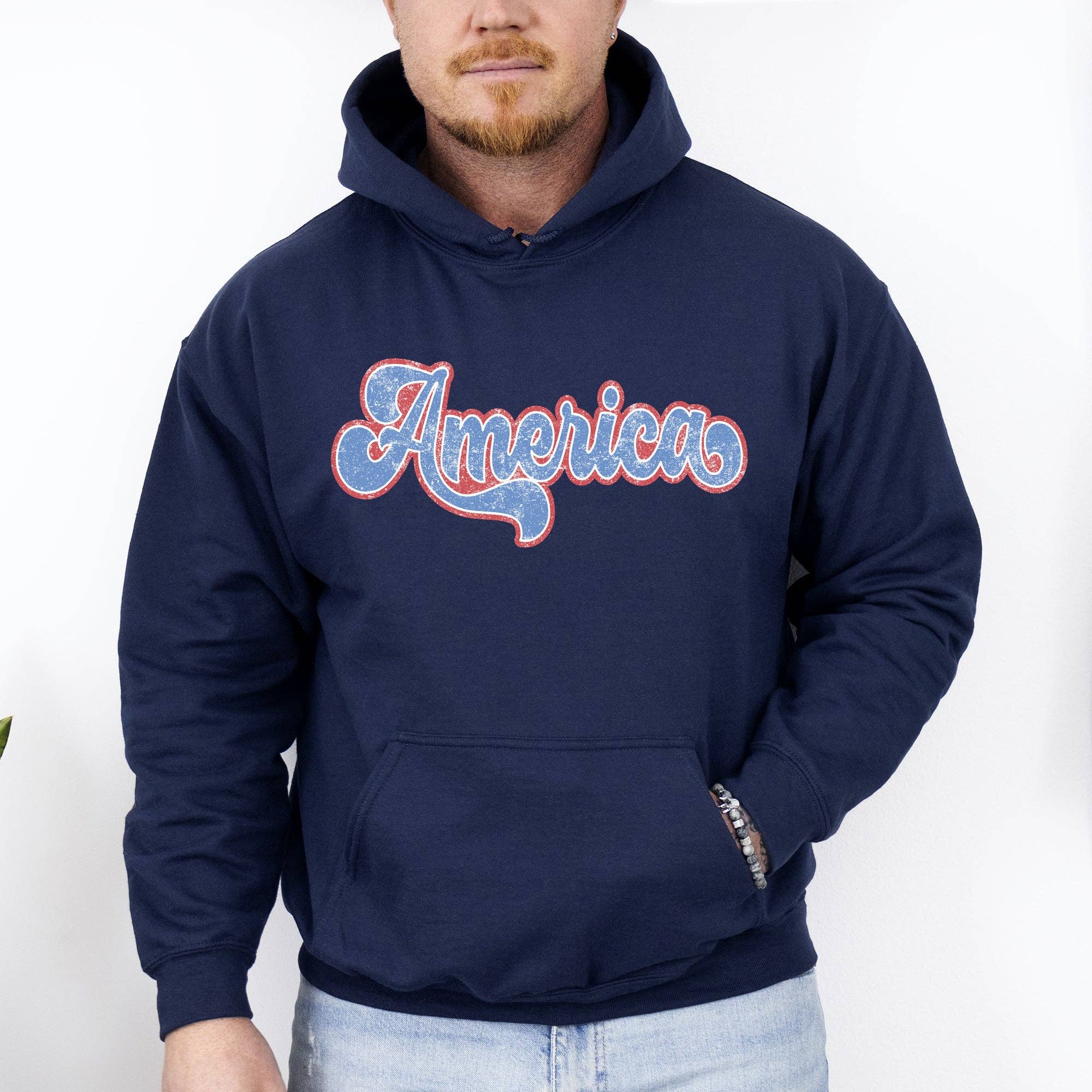 Retro America Vintage, Patriotic, USA, 4th of July - Adult & Kids T-Shirts, Sweatshirts & Hoodies apparel design preview 1