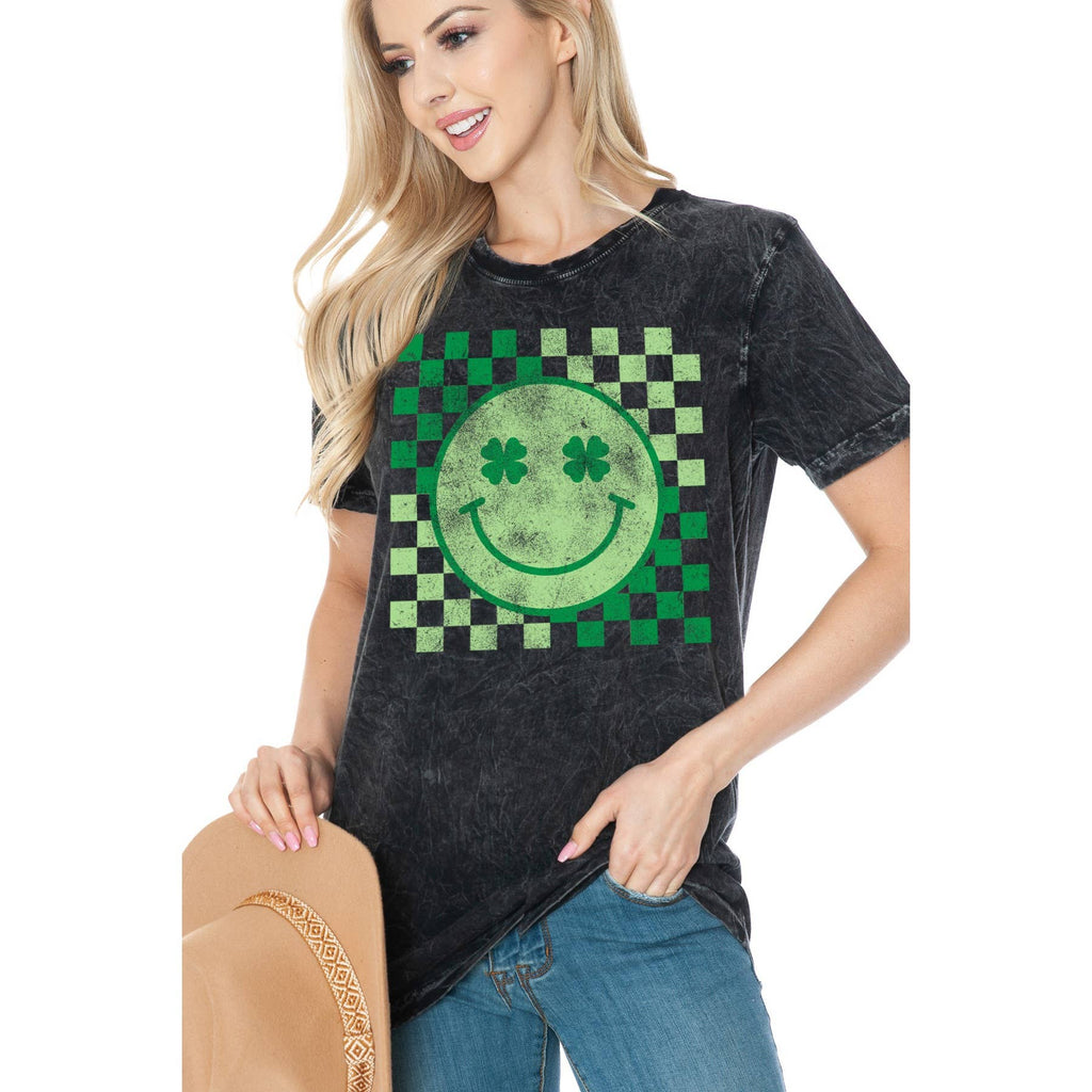 Smail Face St Patrick S Day Mineral Wash - Adult & Kids T-Shirts, Sweatshirts & Hoodies apparel design preview 1