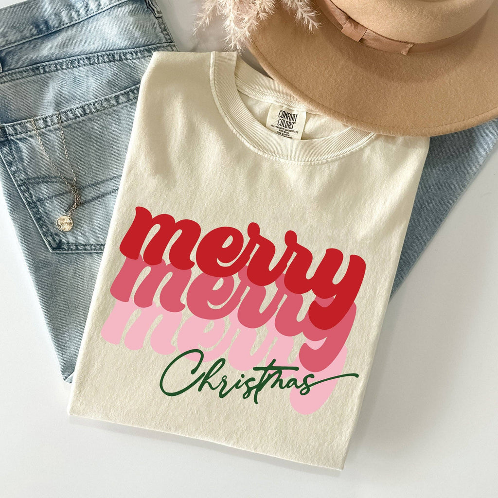 Merry Christmas, Retro, Classic Red Santa Winter Xmas - Adult & Kids T-Shirts, Sweatshirts & Hoodies apparel design preview 1