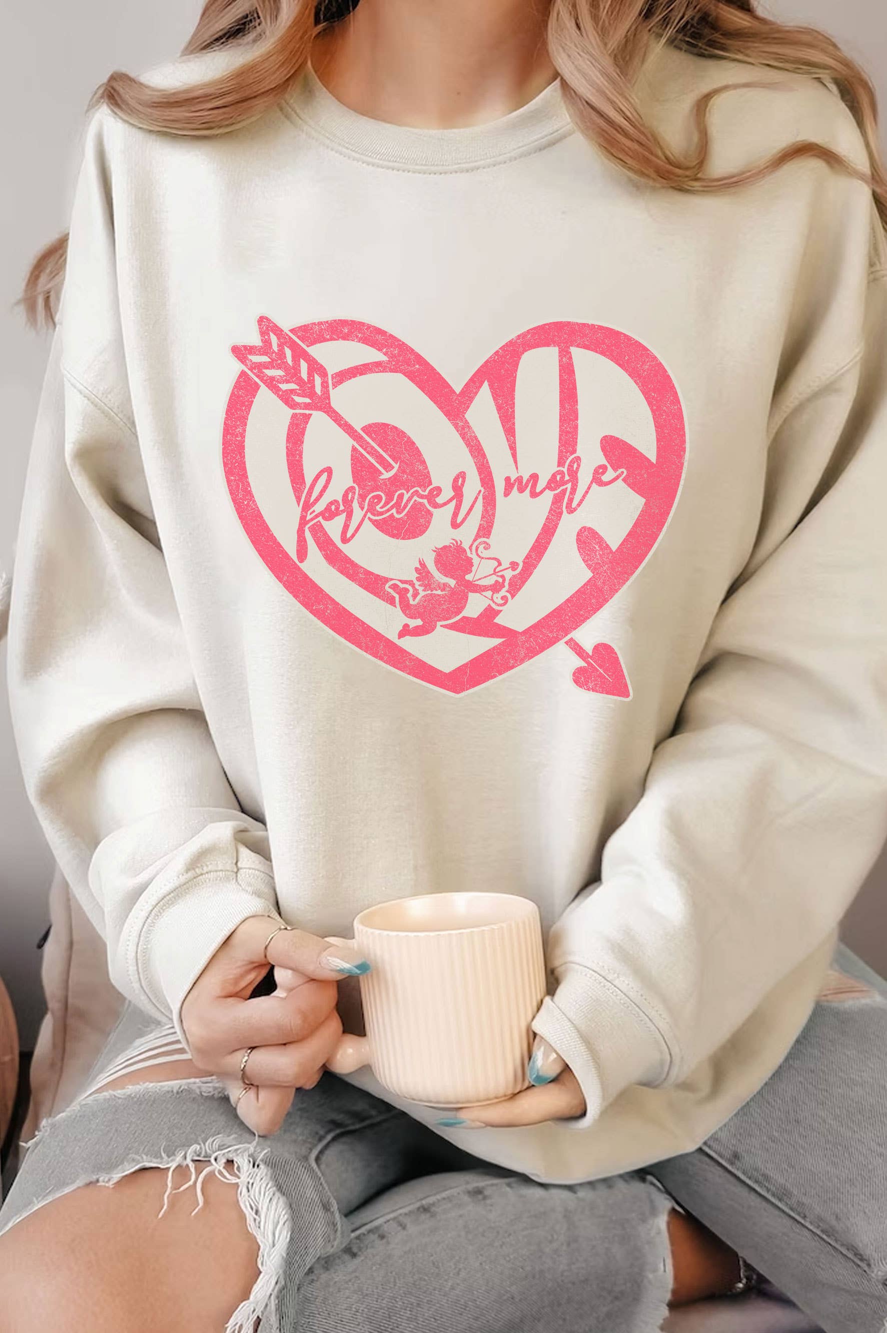 Love Forever More Valentine Graphic Brushed - Adult & Kids T-Shirts, Sweatshirts & Hoodies apparel design preview 1