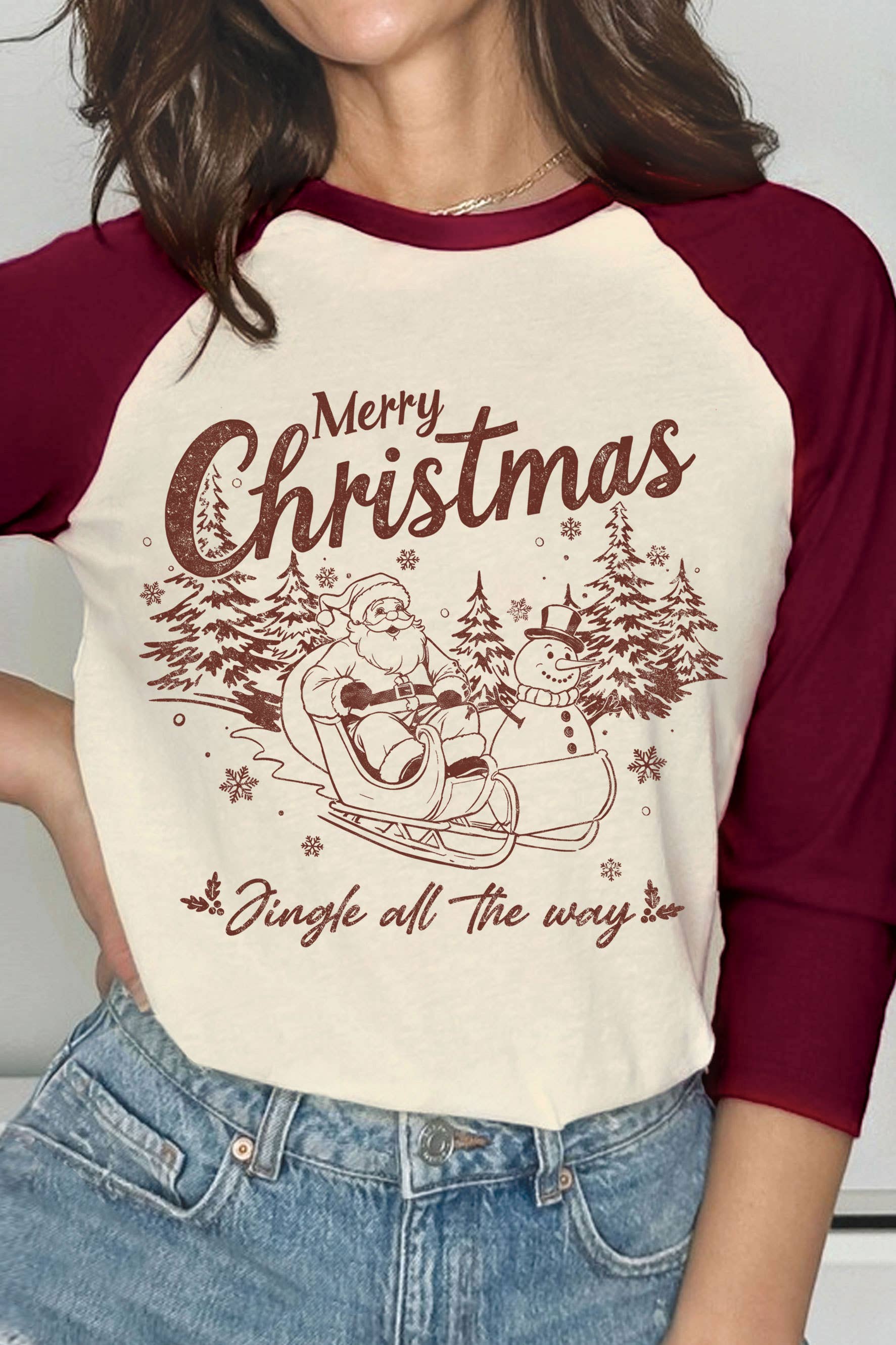 Merry Christmas Santa Graphic Raglan - Adult & Kids T-Shirts, Sweatshirts & Hoodies apparel design preview 1