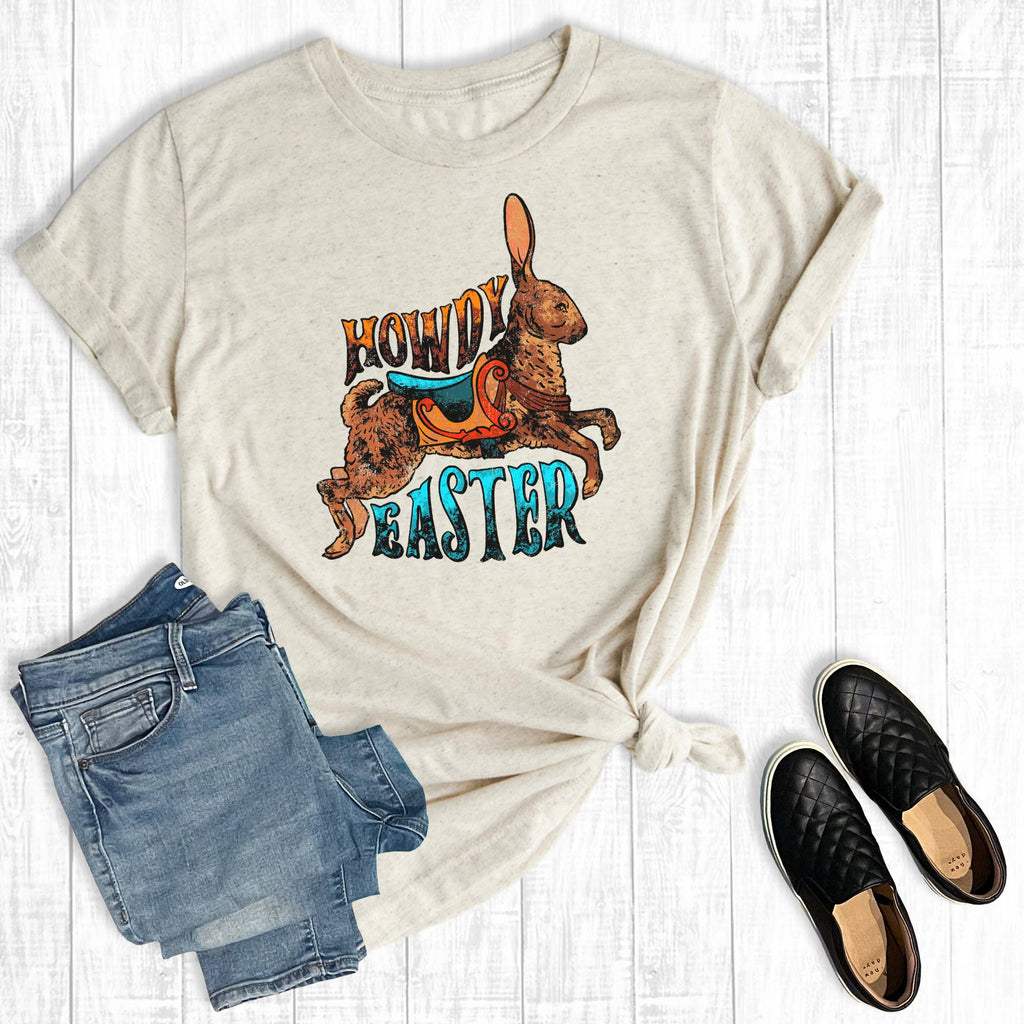 Retro Howdy Easter Bunny Graphic - Adult & Kids T-Shirts, Sweatshirts & Hoodies apparel design preview 1