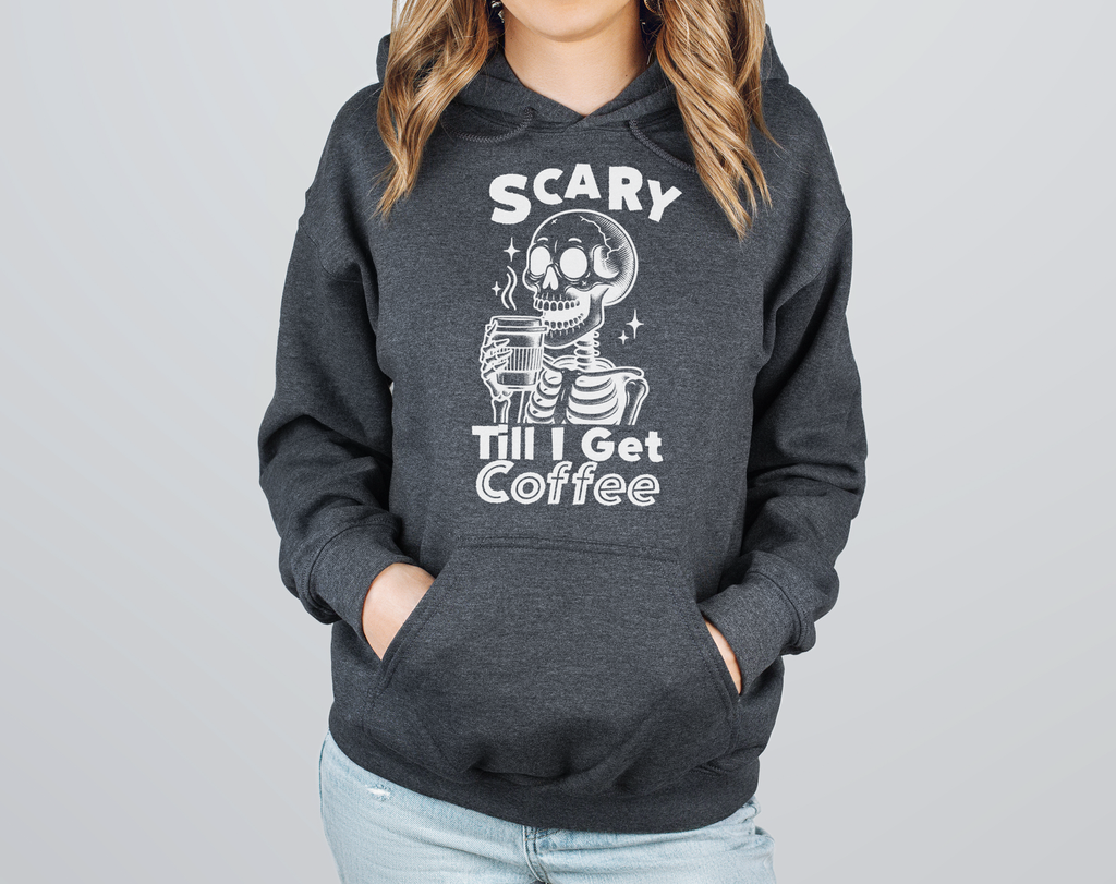 Scary Till I Get Coffee - Adult & Kids T-Shirts, Sweatshirts & Hoodies apparel design preview 1