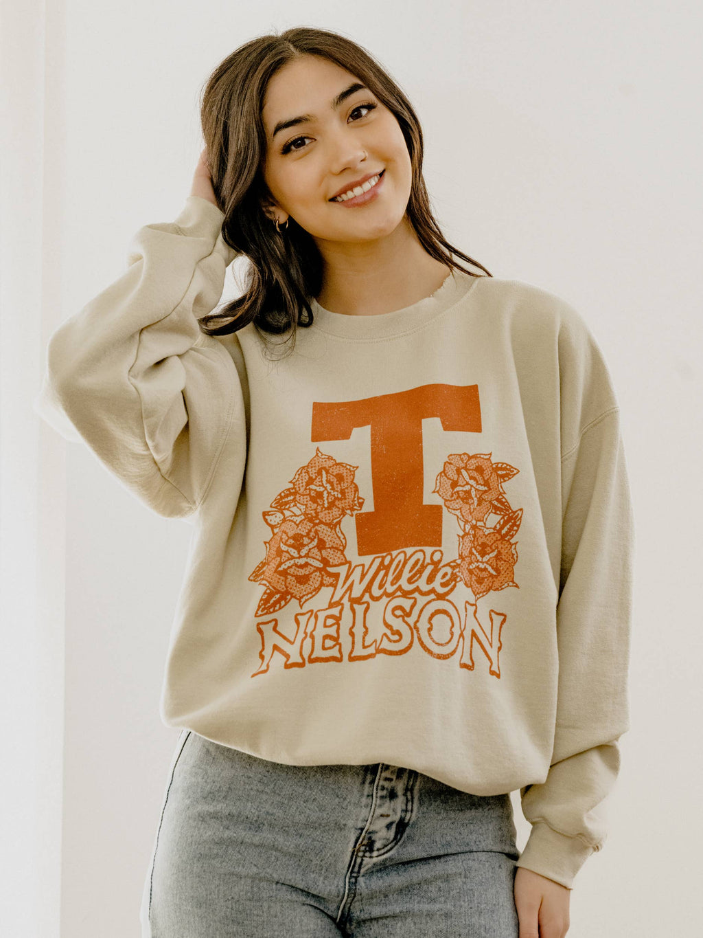 Willie Nelson Ut Longhorns Flowers Sand Thrifted - Adult & Kids T-Shirts, Sweatshirts & Hoodies apparel design preview 1