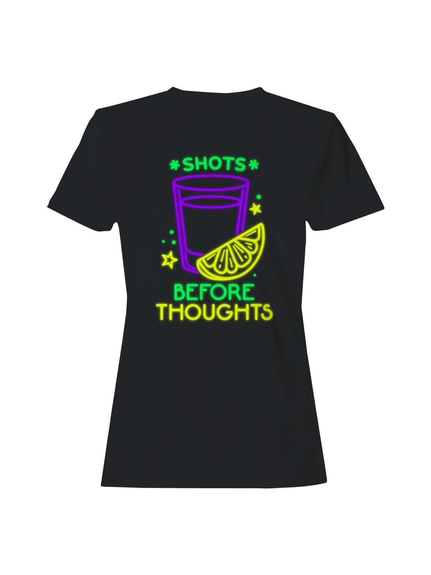 Shots Before Thoughts Neon Art Women's - Adult & Kids T-Shirts, Sweatshirts & Hoodies apparel design preview 1