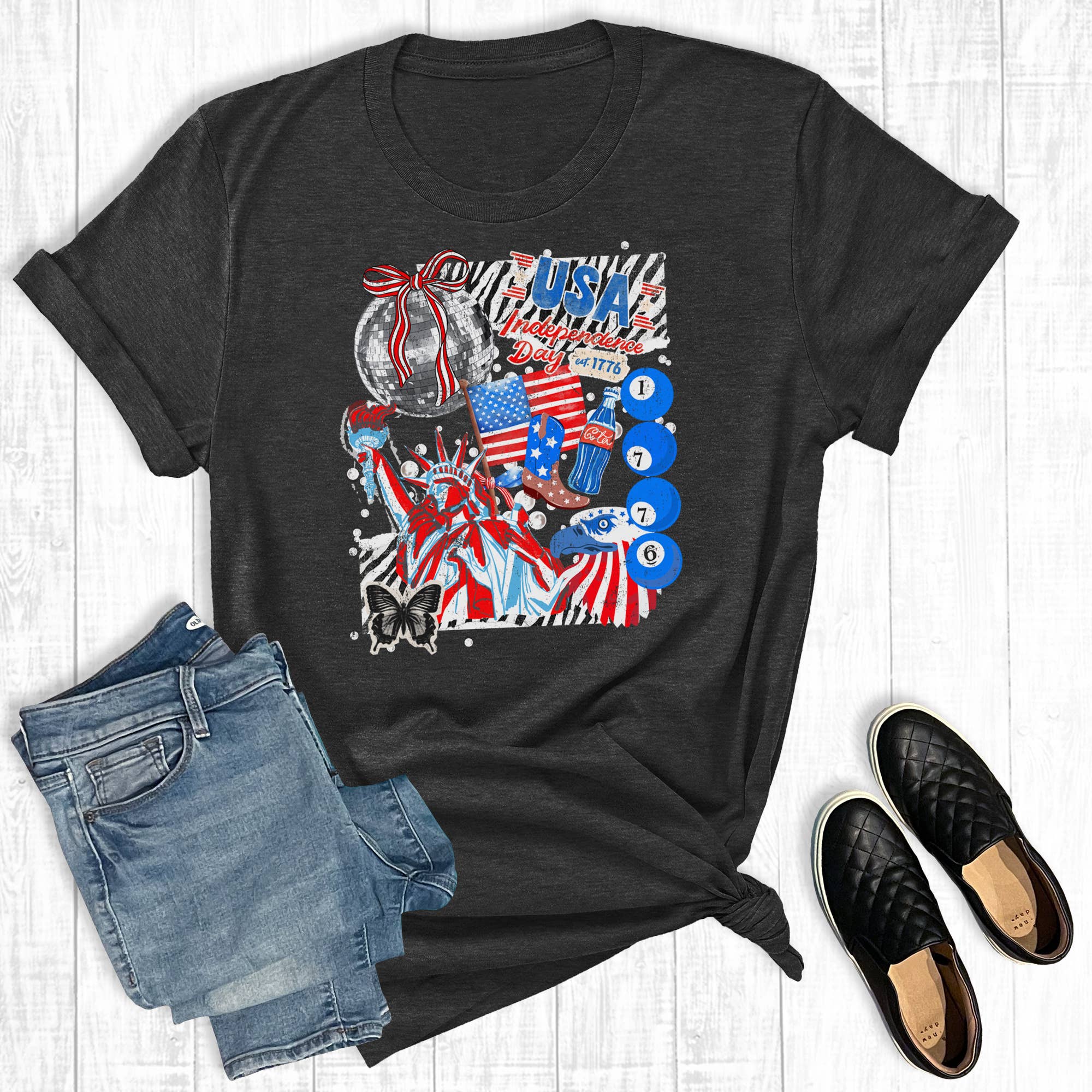 Retro 4th of July Collage Graphic - Adult & Kids T-Shirts, Sweatshirts & Hoodies apparel design preview 1