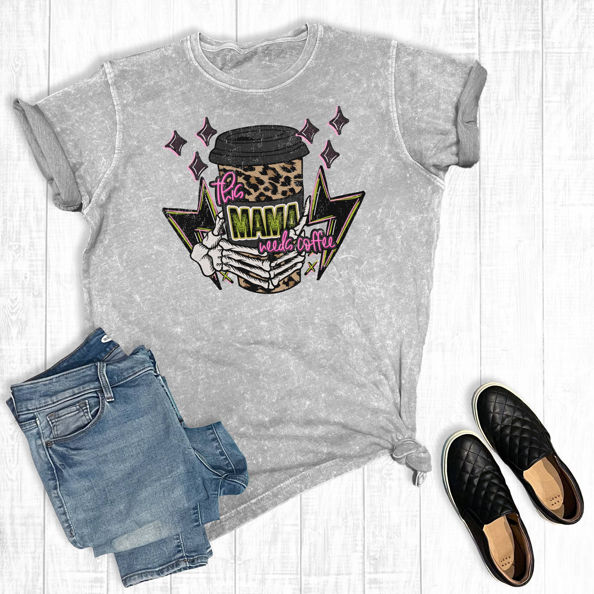 This Mama Needs Coffee Mineral Wash Graphic - Adult & Kids T-Shirts, Sweatshirts & Hoodies apparel design preview 1